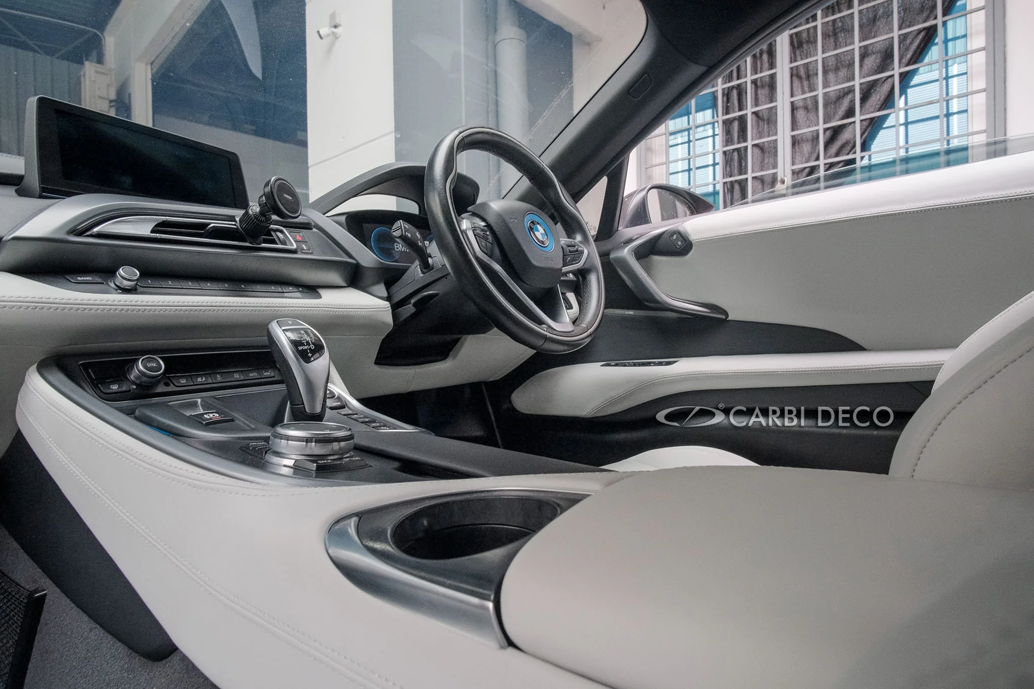 BMW i8 New Full Interior Leather in White — CARBI DECO