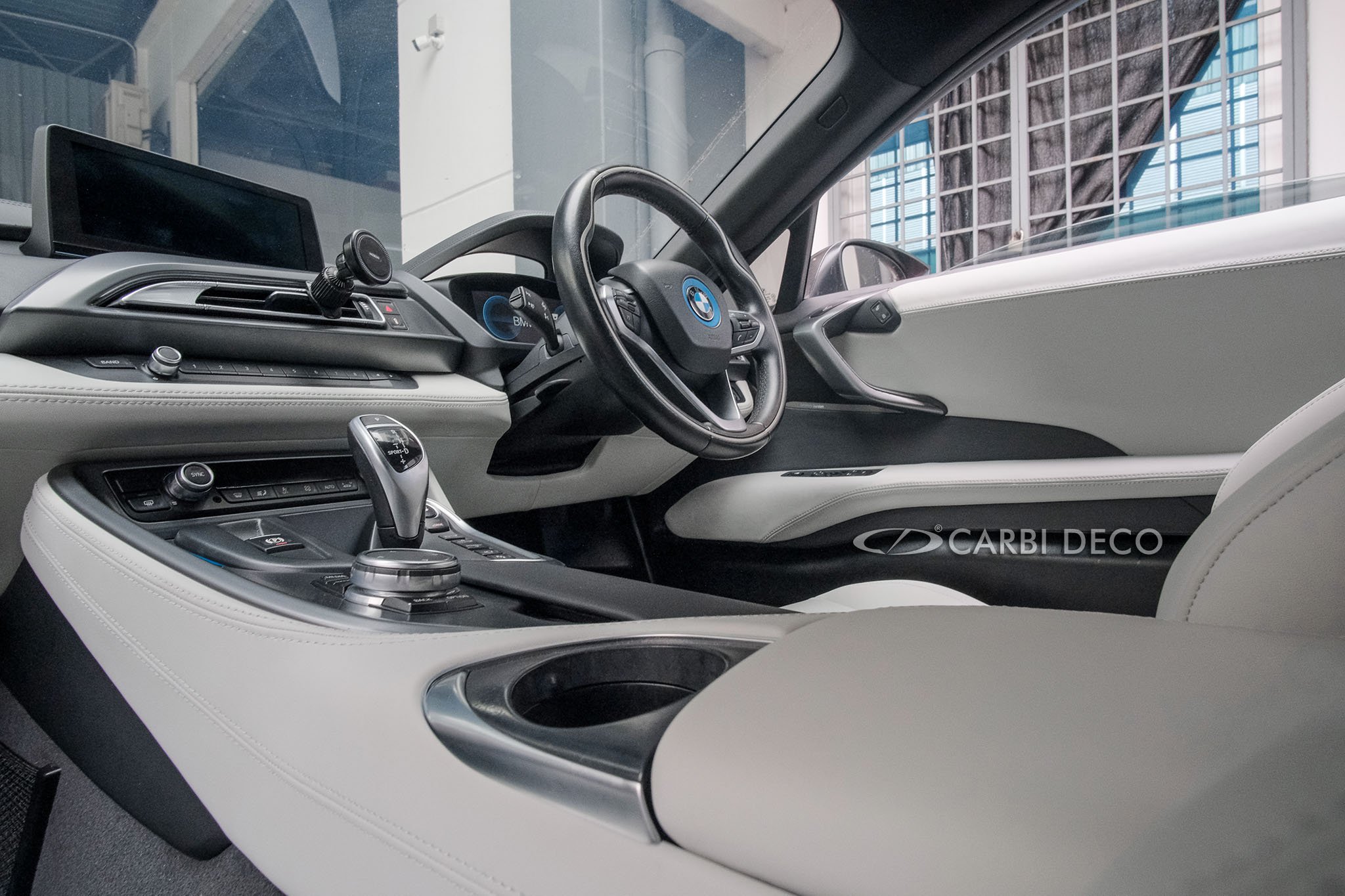 BMW i8 New Full Interior Leather in White — CARBI DECO