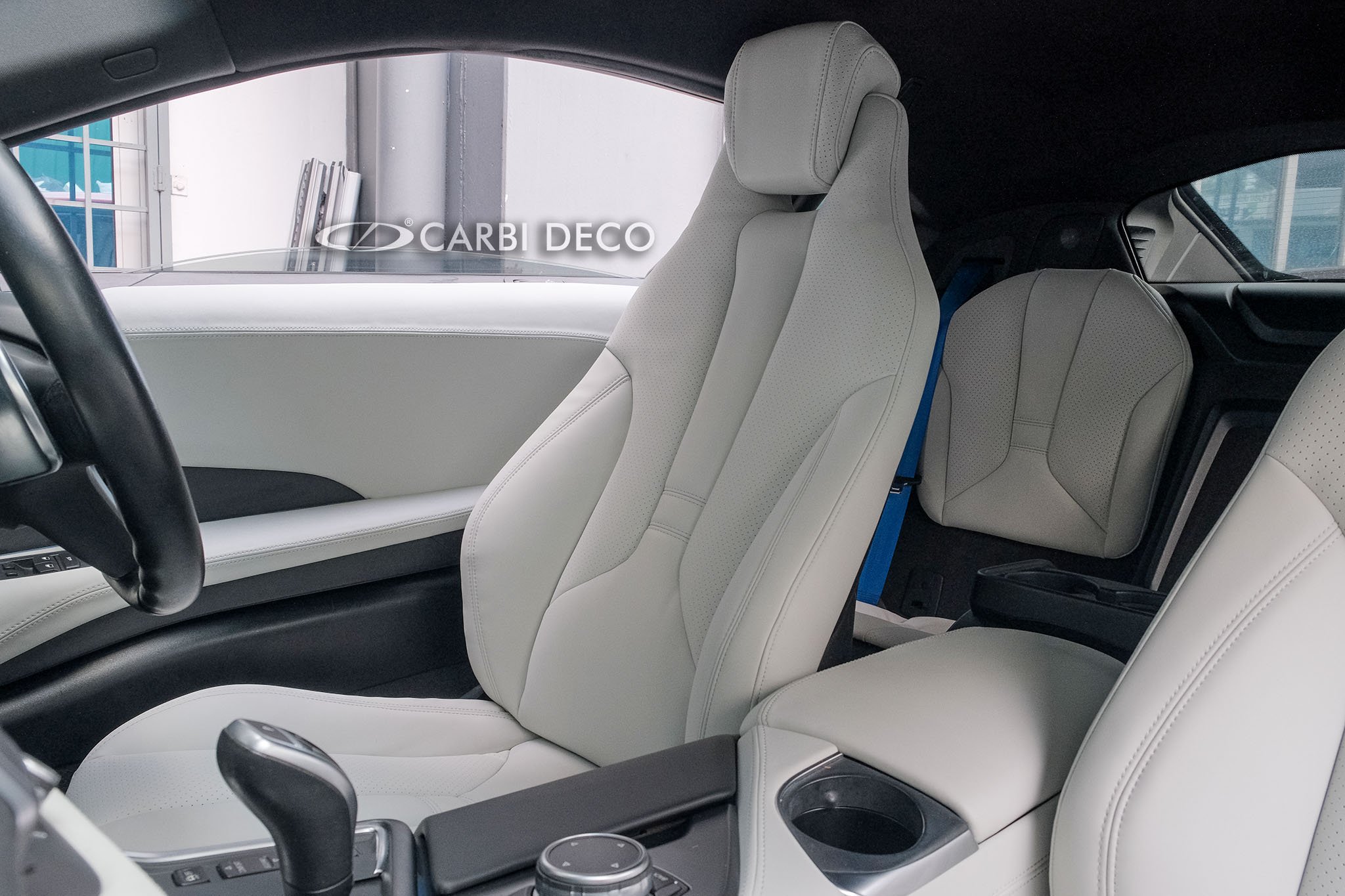 BMW i8 New Full Interior Leather in White — CARBI DECO