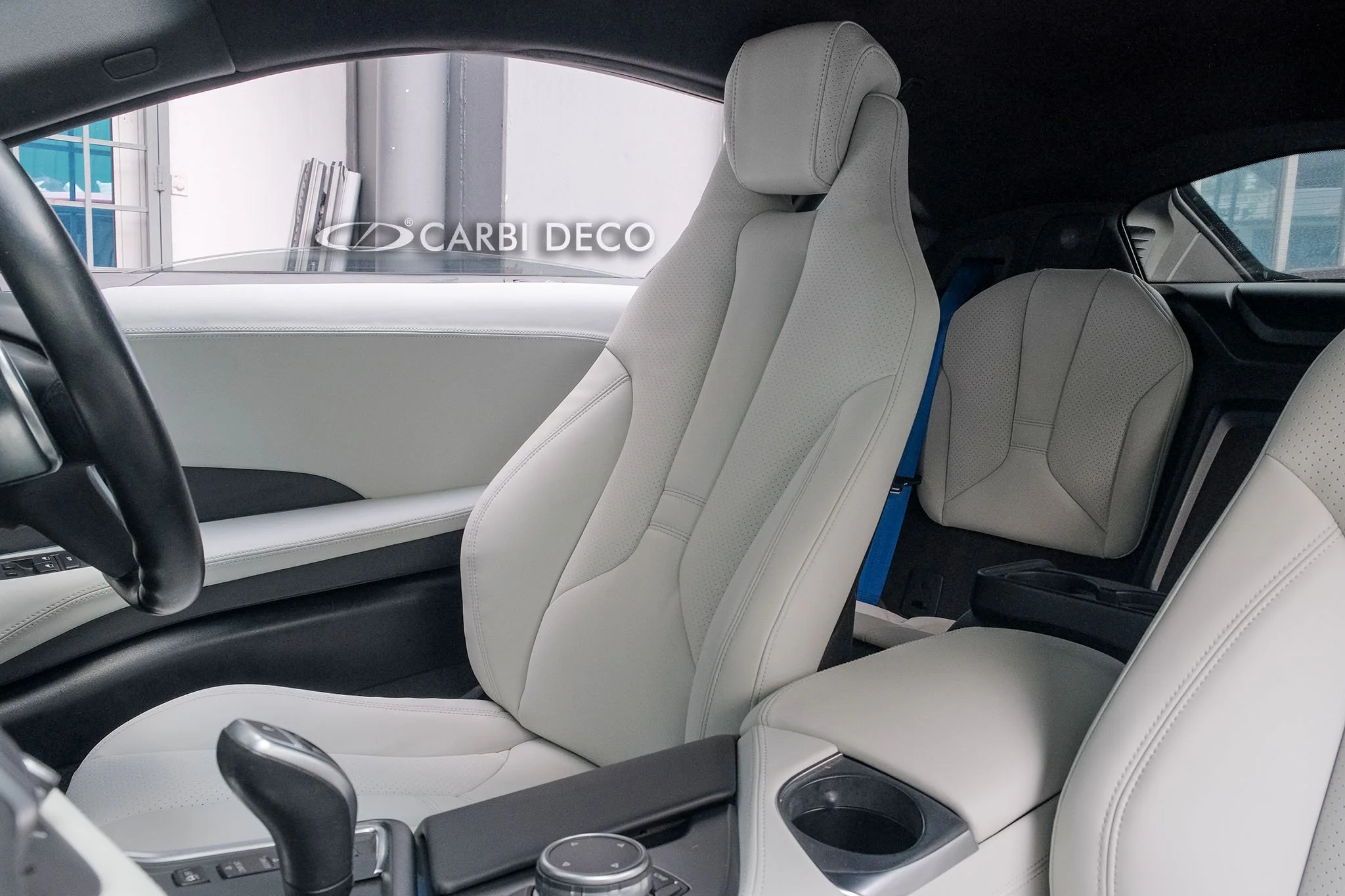 BMW i8 New Full Interior Leather in White — CARBI DECO