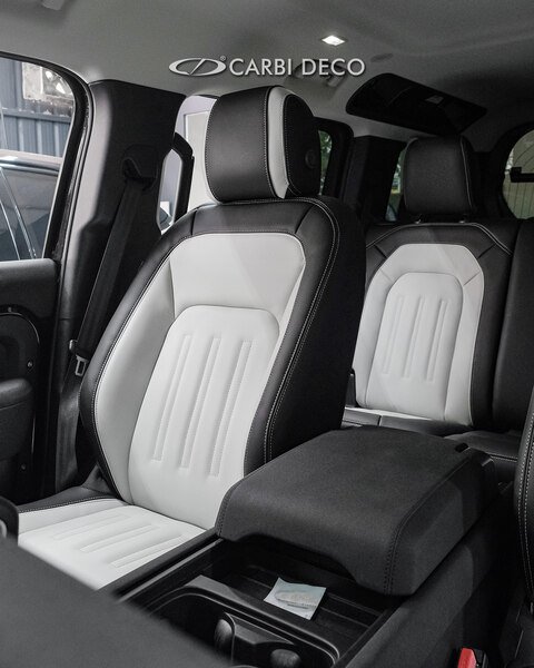 Land Rover Defender 110 Leather Seats in Black and White Nappa Leather