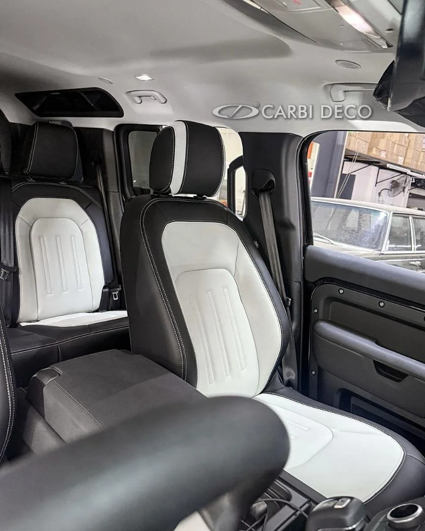 Land Rover Defender 110 Leather Seats in Black and White Nappa Leather ...