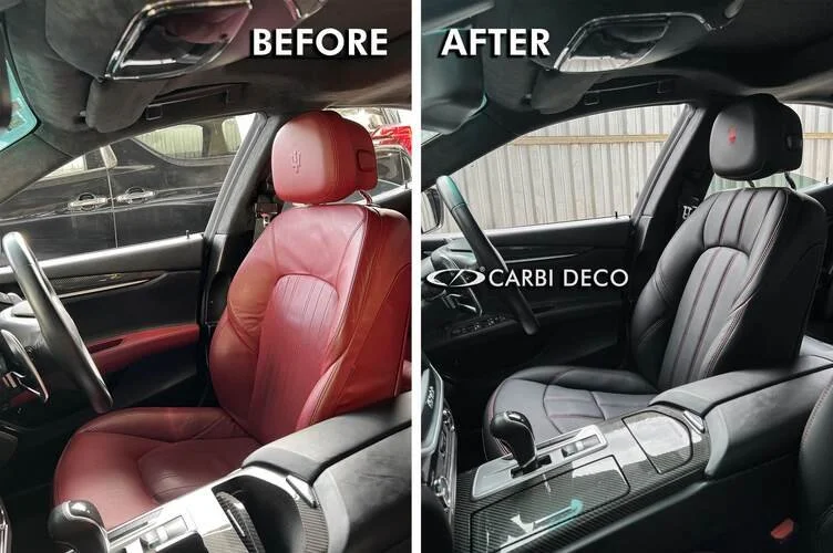 Maserati Ghibli Leather Seats Upholstery Black Custom Interior Refurbish Dashboard Repair