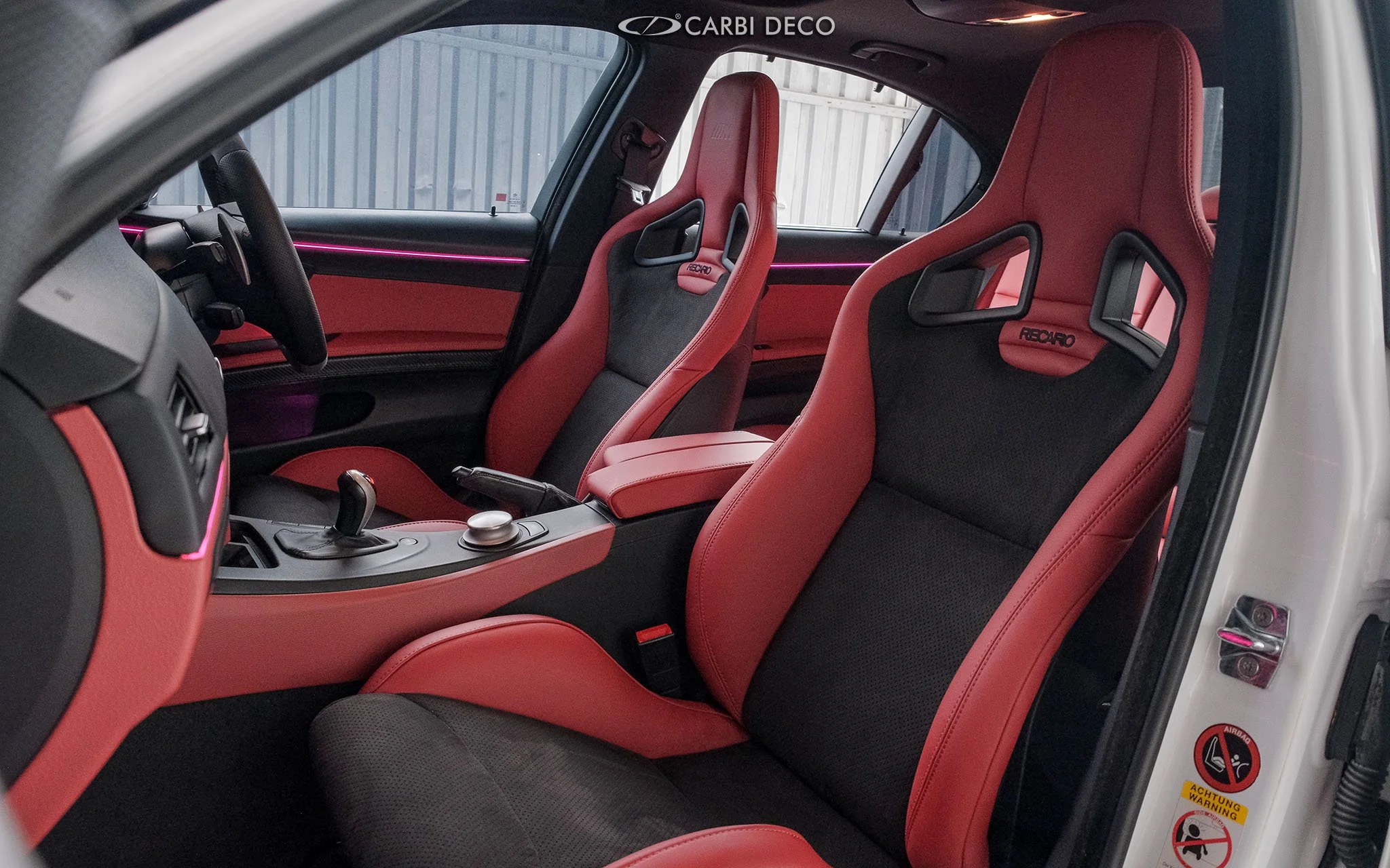 BMW E92 M3 Red Custom Interior Leather Seats with Recaro Seats (8).jpg