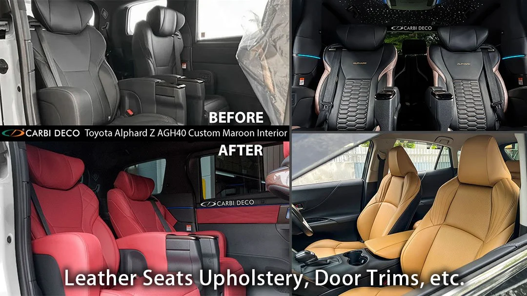 Leather Seats Upholstery with Custom Design, Brown Color Leather Seats, Maroon Red Color Leather Seats, Alphard Z AGH40 Custom Leather Seats, Starlight Roof