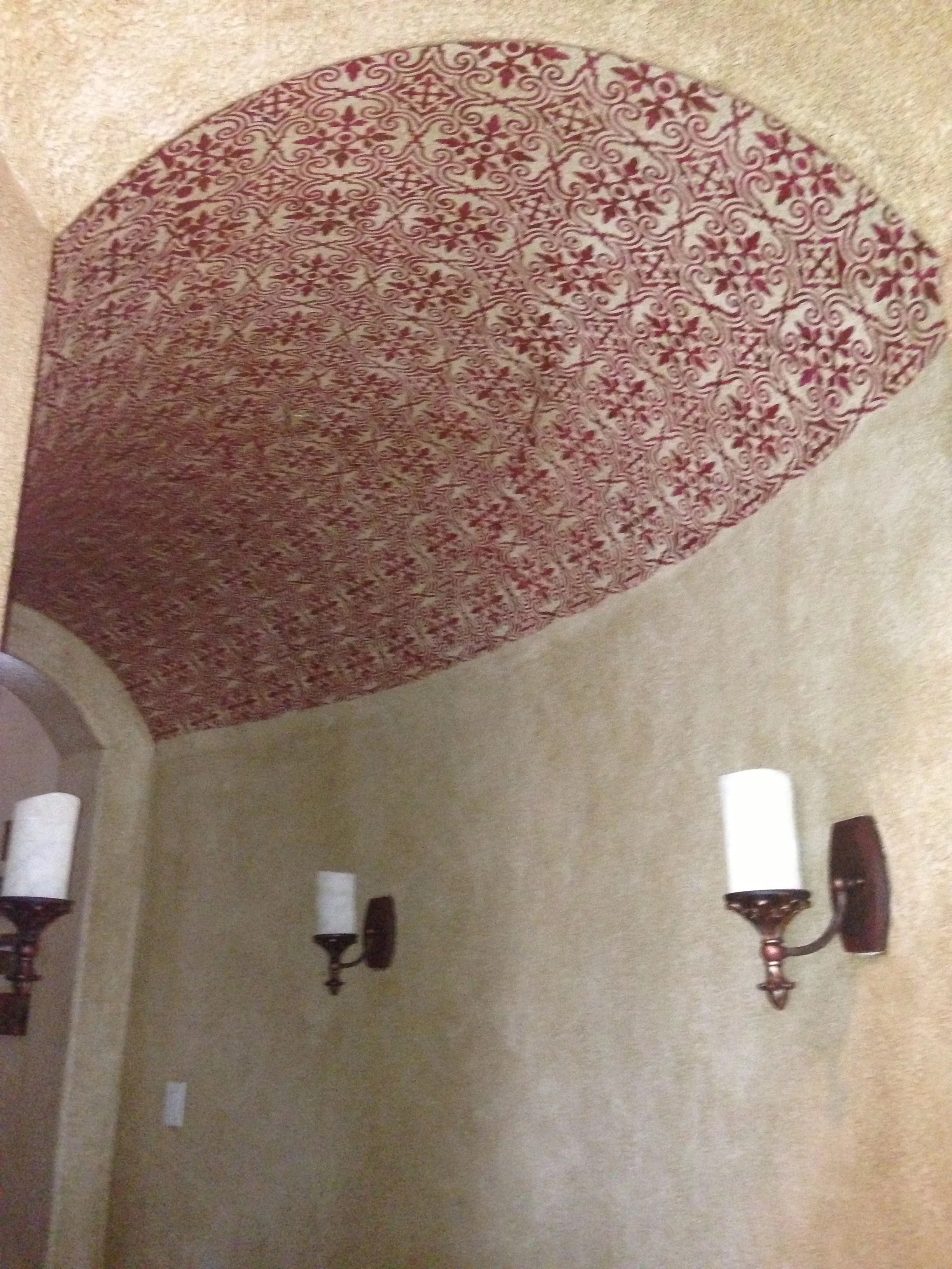 Painted Stencil Ceiling with Faux Finish Walls
