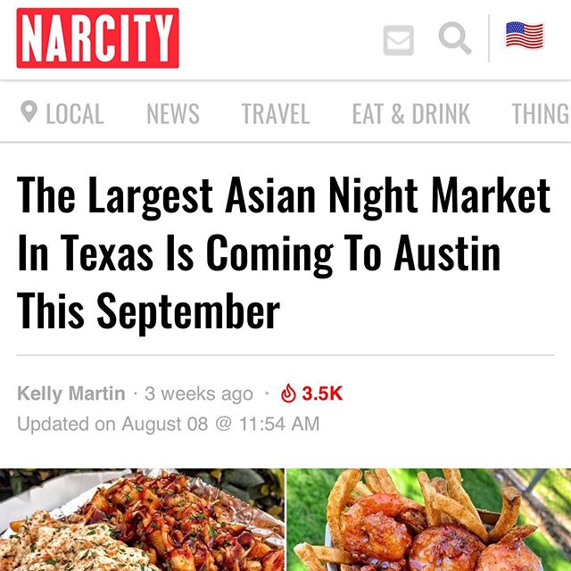 Thank you @narcityusa 🤩! Who&rsquo;s ready for street food under the Texas sky!? 🌃 EVENT INFO: Sept. 27th &amp; 28th, 2019 &bull; 5PM to 11PM &bull; Children under 12 FREE &bull; $5 Entry &bull; FREE Parking .
.
.
.
.
.
.
.
.
.
 #asianfood #austin 