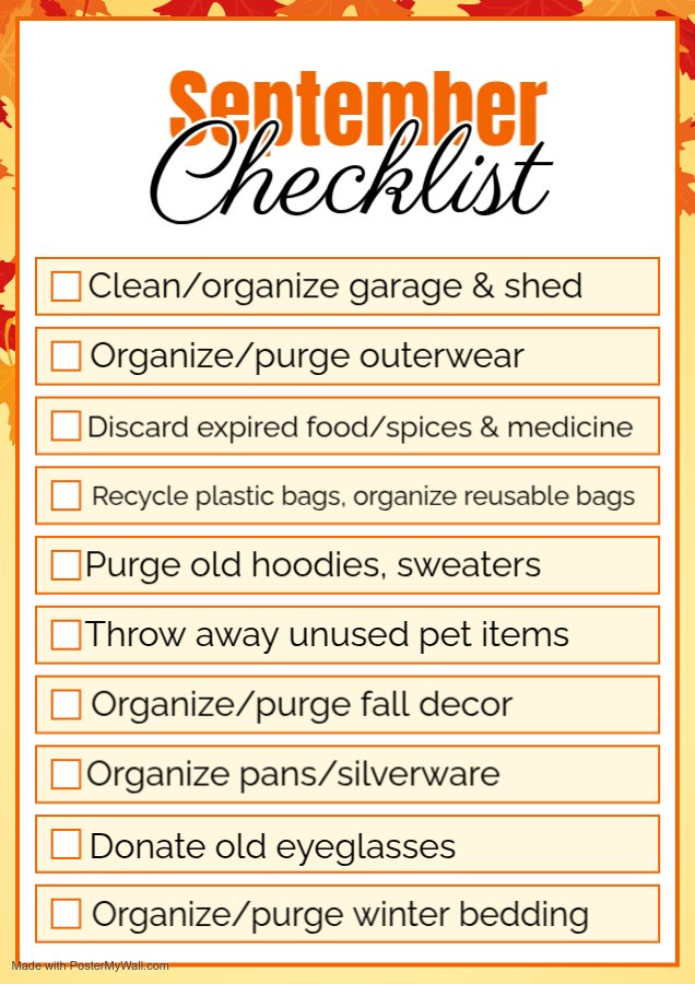 September checklist — Organize Me! LLC