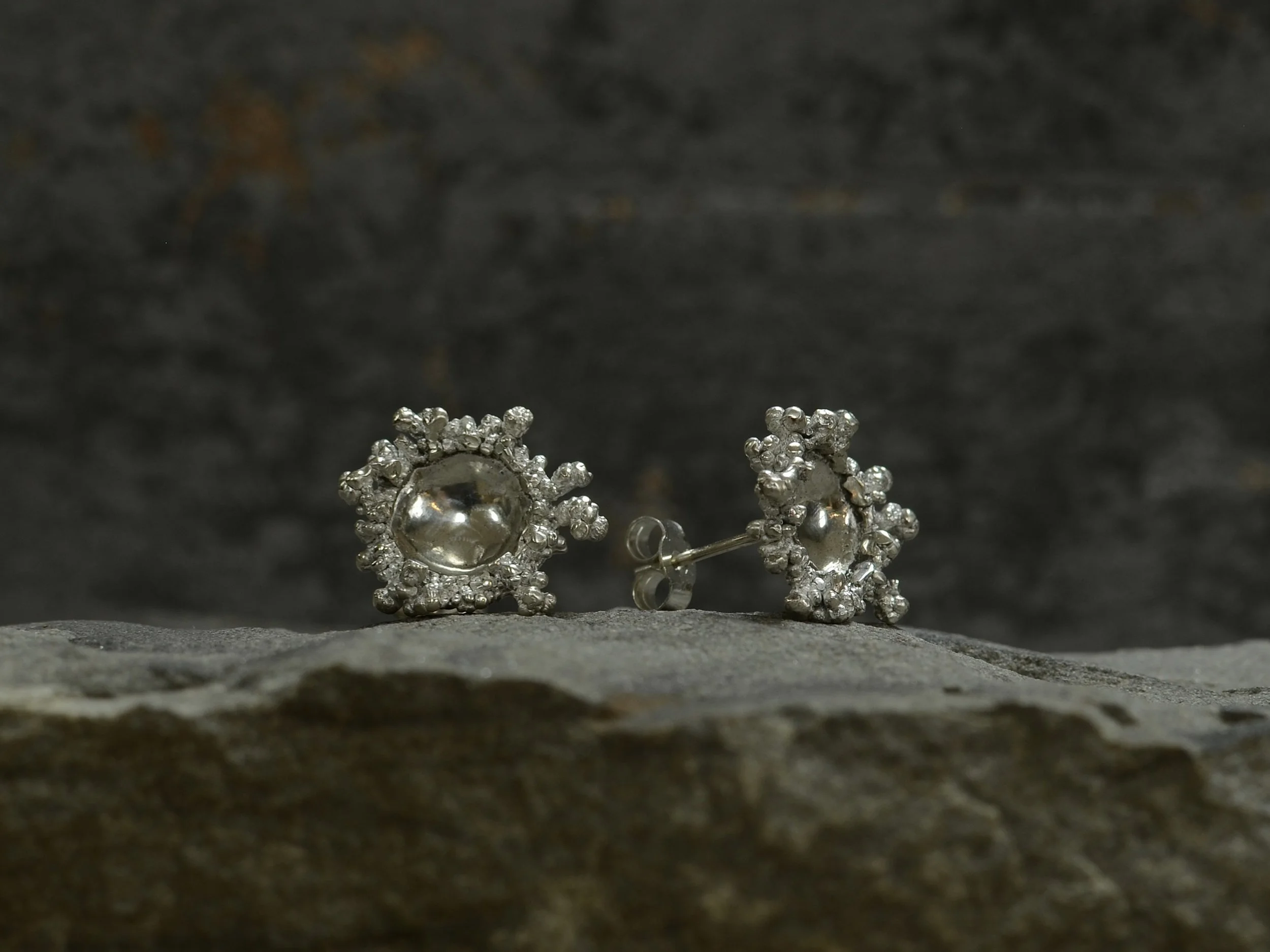 Spore Stud Earrings Silver