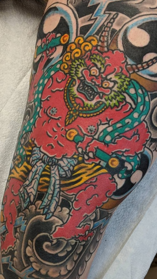 Japanese leg tattoo