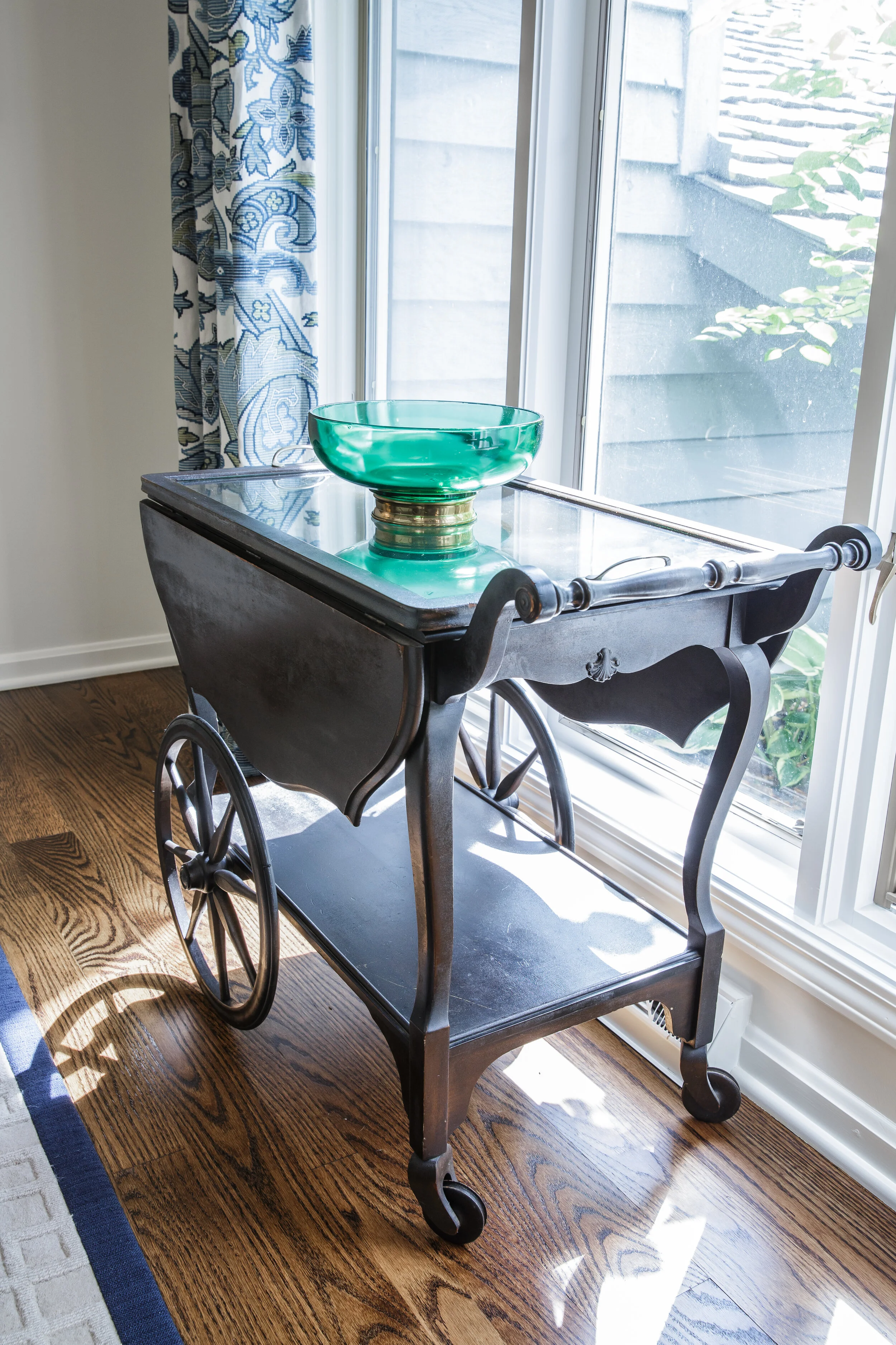 This family heirloom is so perfect for the ever popular bar cart being appreciated for interiors today.