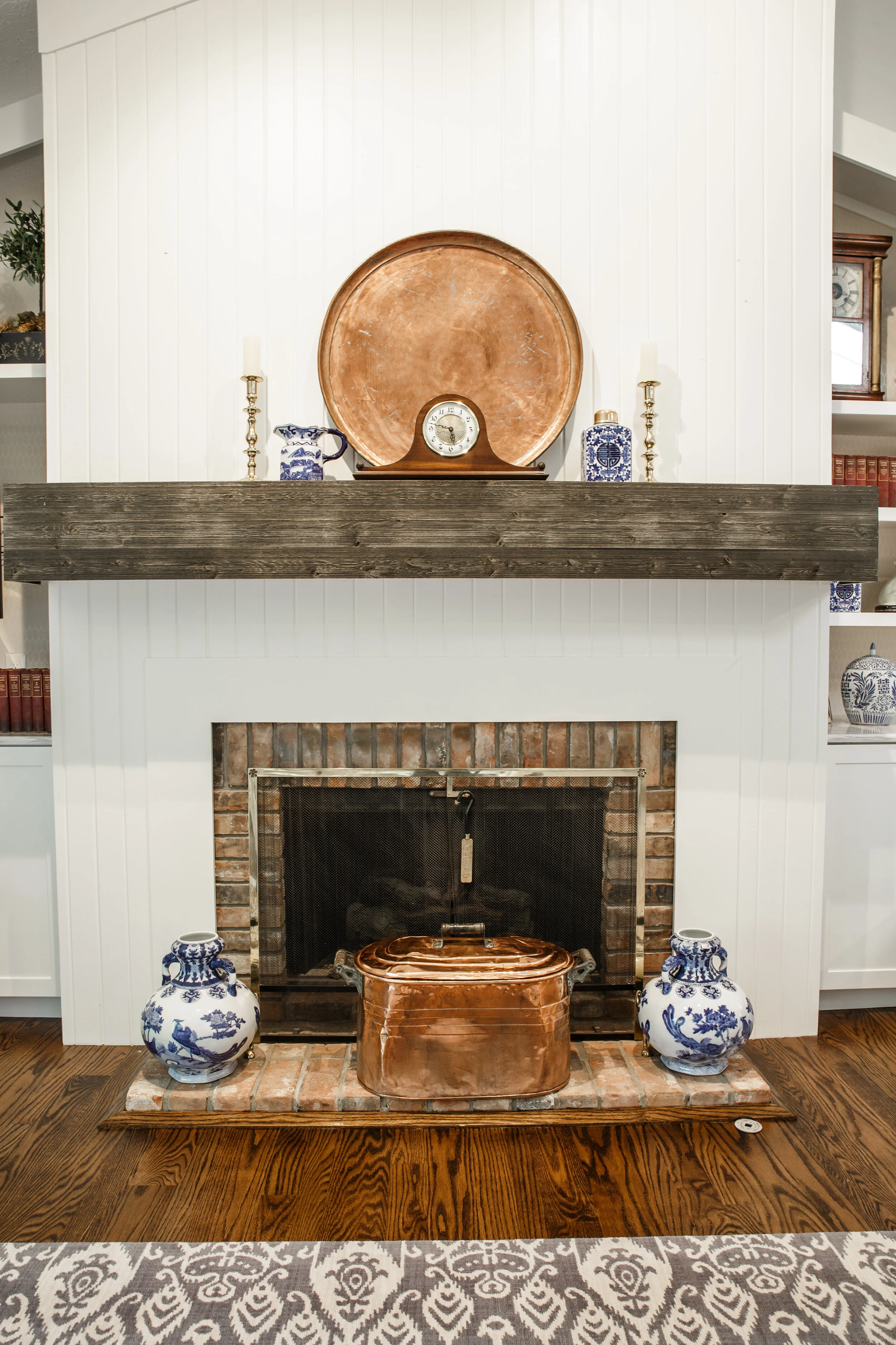 We were excited to place beautiful antique copper pieces front &amp; center stage.