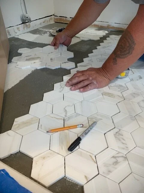 white hexagon tile