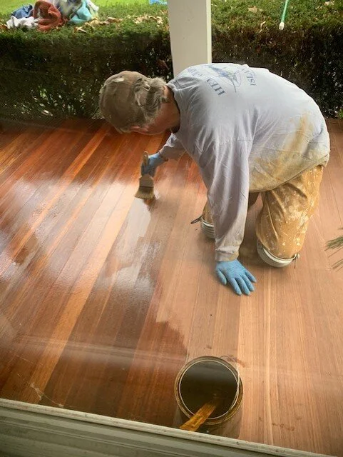 staining wood porch