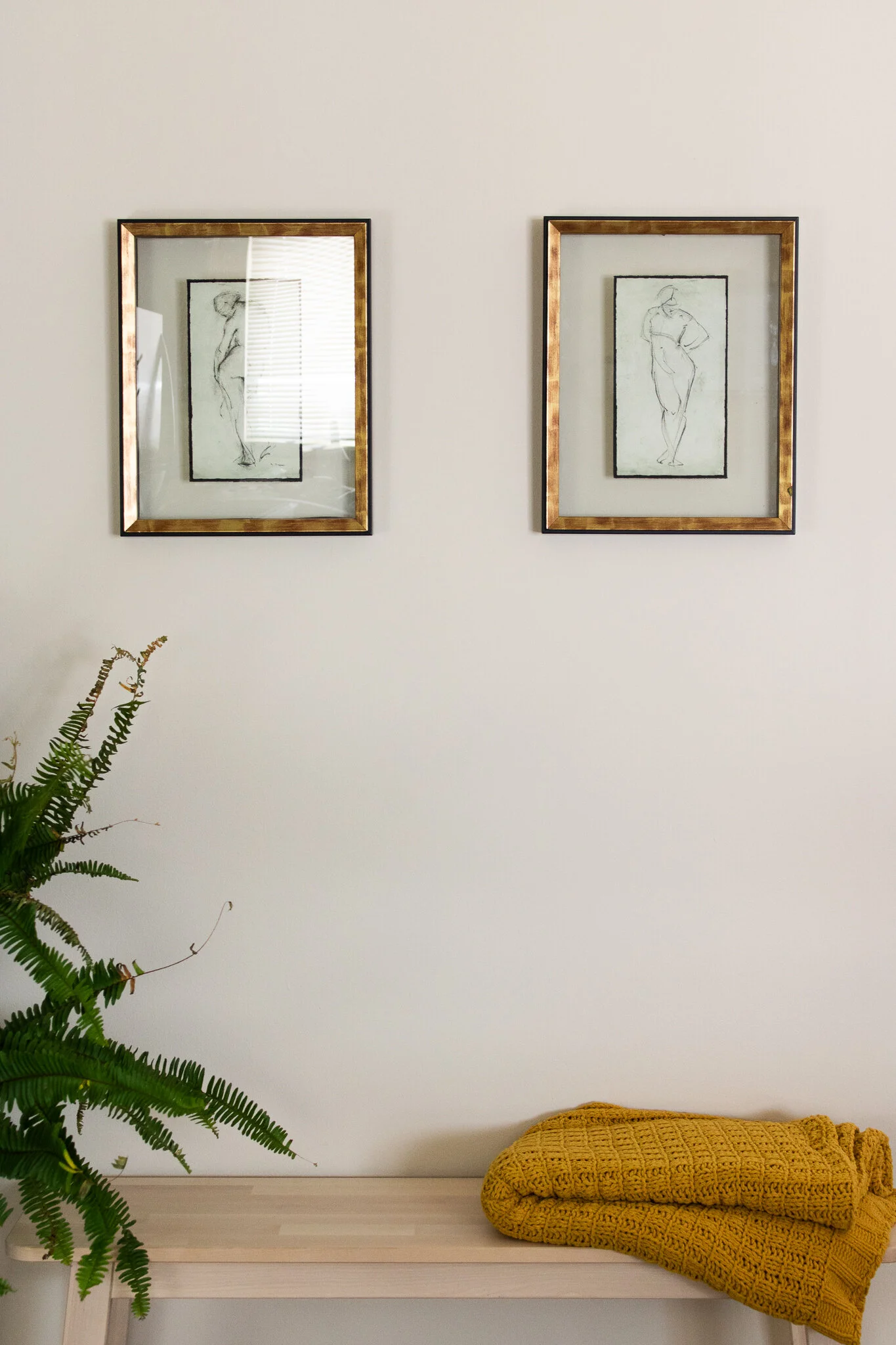 Nude Renderings With Bench and Fern