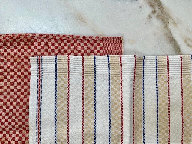 Vintage Swedish Blue and White Check Linen-Blend Kitchen Towel