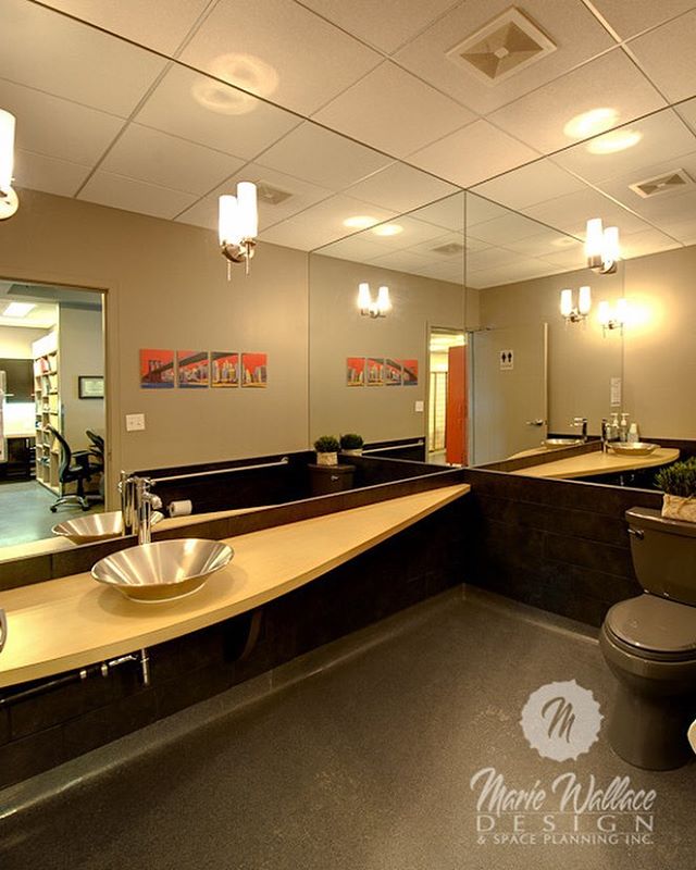 Mirrored barrier-free washroom. #interiordesigner #interiordesign #design #customdesign #yyc #yycdesign #dental #dentaldesign #designer #washroom #barrierfree