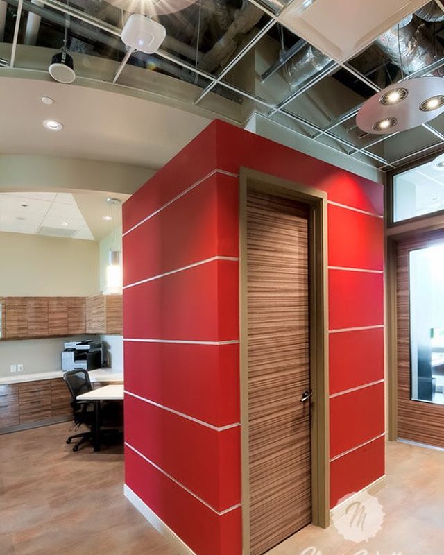 Dental office 'red box' washroom. #dentaldesign #dental #customdesign #washroom #watercloset #design #designer #interiordesigner #interiordesign #yyc #yycdesign #industrial #industrialdesign