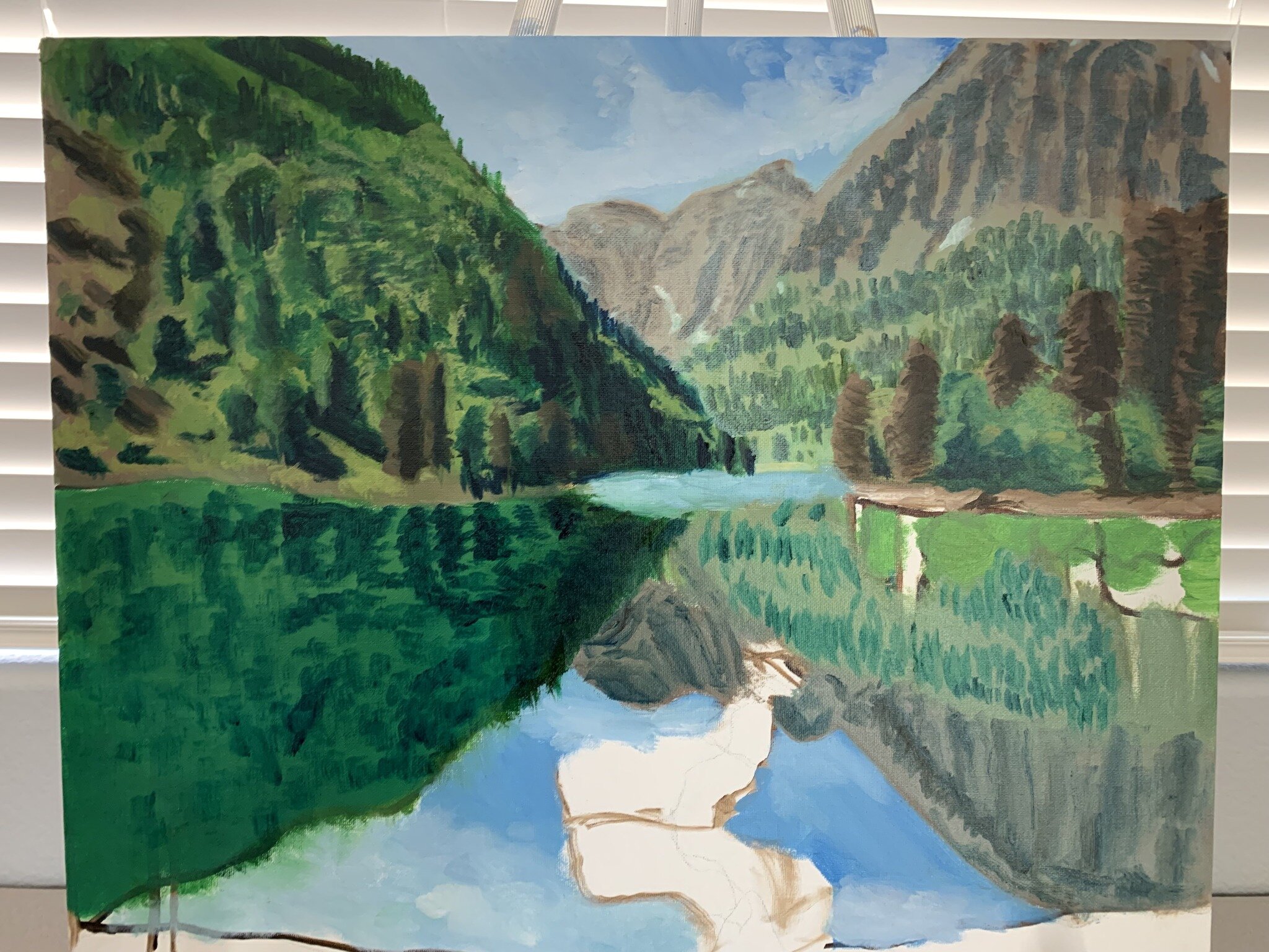 Take a look at my latest oil painting! I'm excited to share this stunning mountain landscape with an elk and a breathtaking reflection in the water. If you love unique and original artwork, this piece is for you! It's available for sale now, so messa