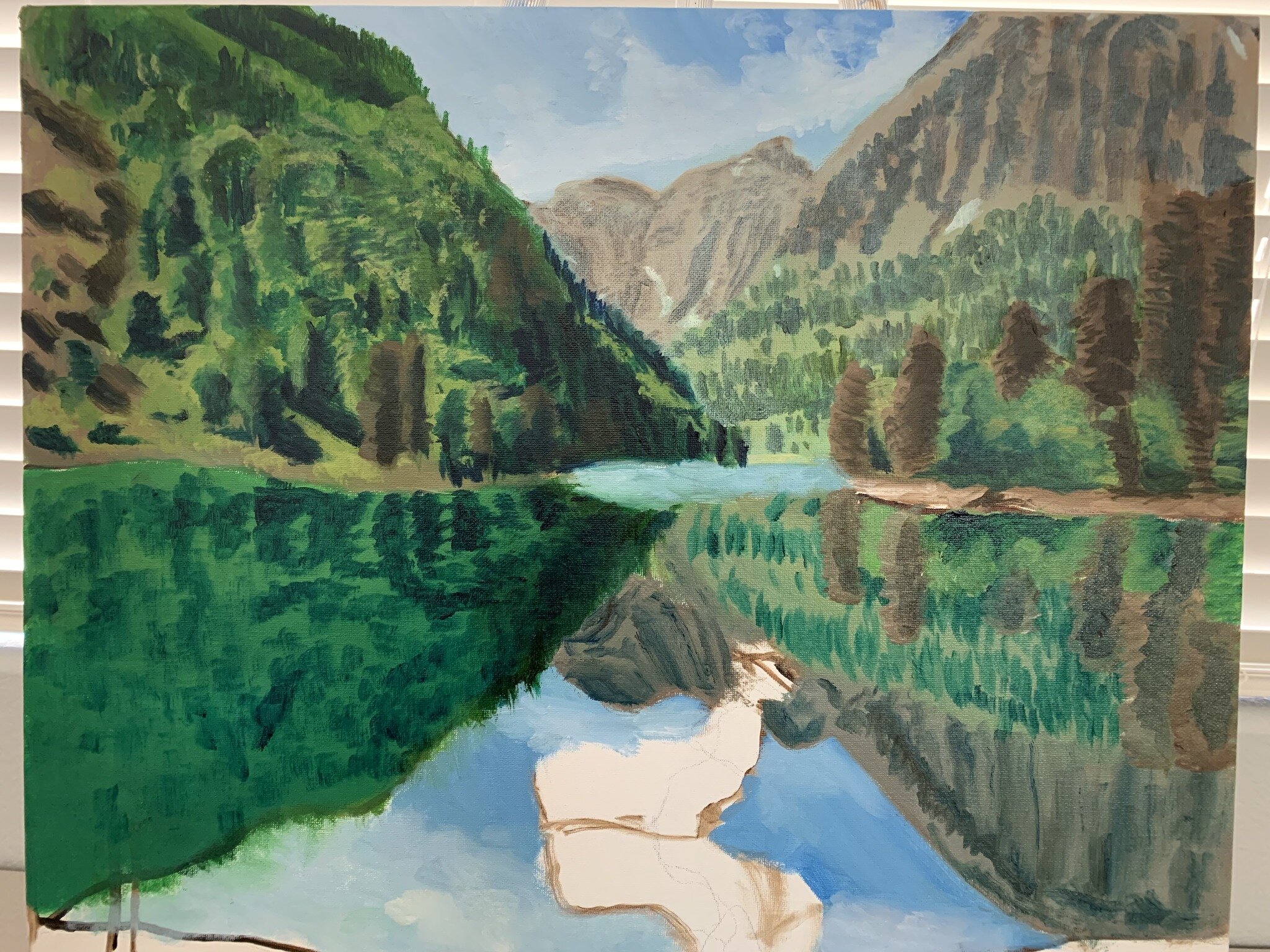 I can hardly contain my excitement - I'll be finishing up this gorgeous oil painting tomorrow! This mountain landscape with an elk and a reflection in the water is truly a masterpiece, and I can't wait to share the finished product with you. If you'r