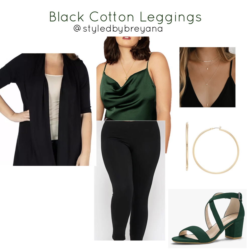 Premium High Waist Cotton Leggings, Black, Full Length