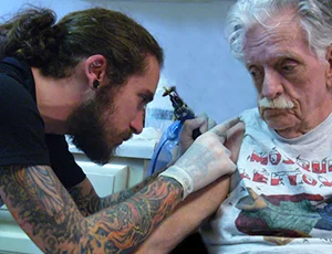 Me tattooing my step father Jack years ago, a very sacred experience for me, especially now after he's passed away