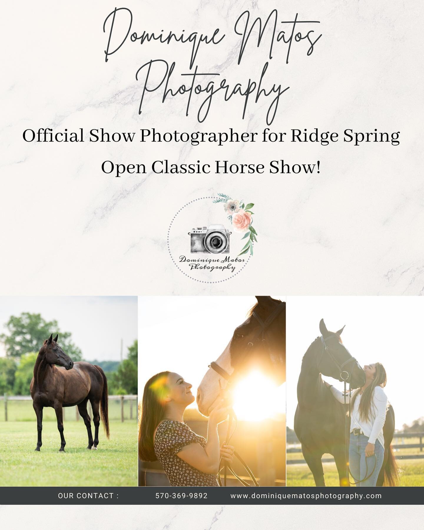 Dominique Matos Photography will be the official photographer for Ridge Spring Open Classic Horse Show this Saturday! If you are going be sure to stop by our booth and say hi!