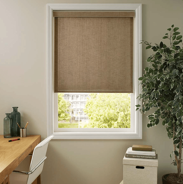 Commercial roller shade system installation in Penn Hills PA showing hardware and mounting details