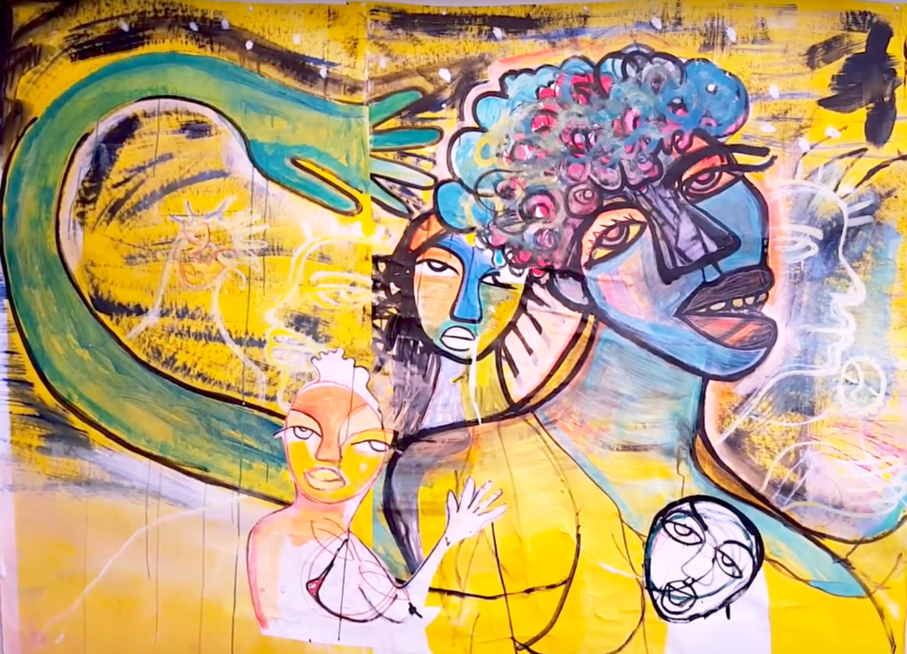 Sweet Sweet Mama, acrylic, gouache and ink on paper, 8'x5' 2016