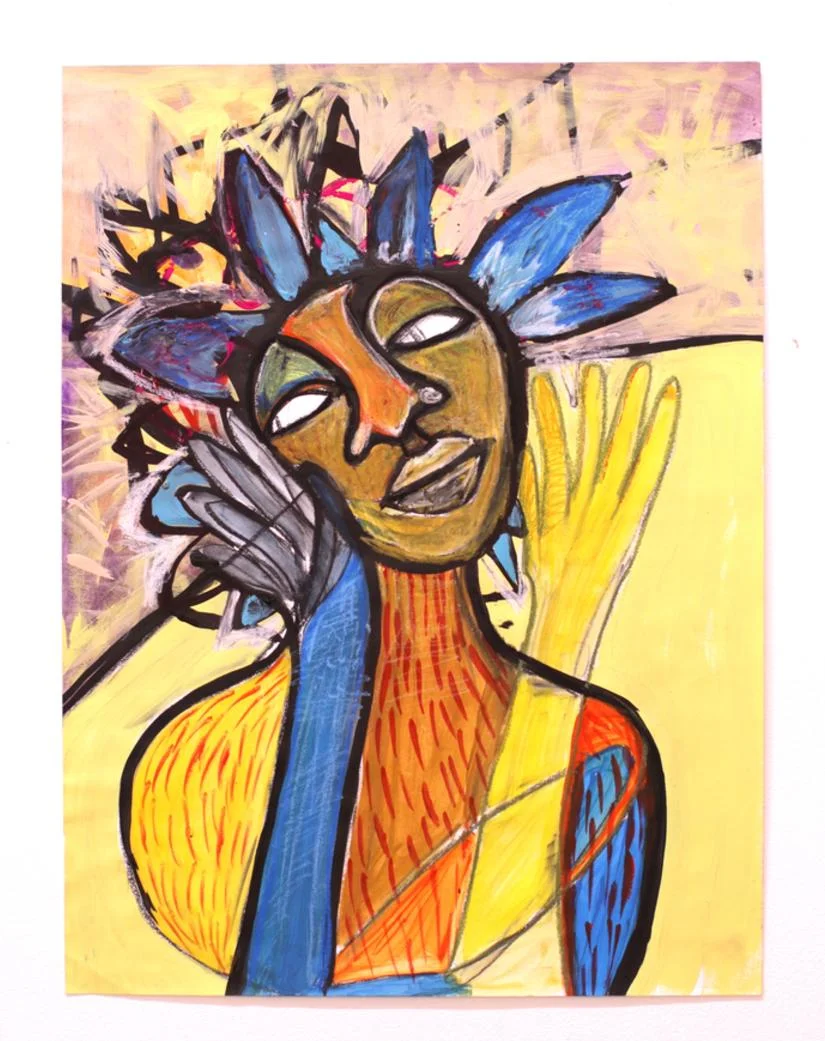 Discovery, Acrylic, ink and oil pastel on paper, 18"x24", 2017