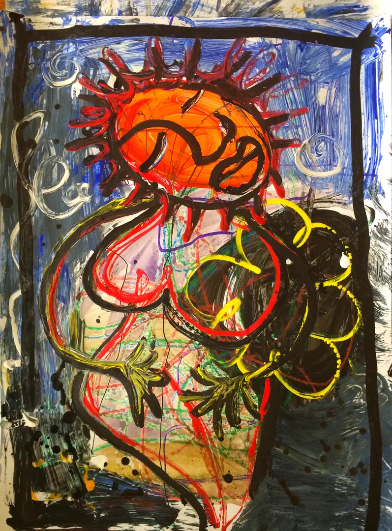 Sunwoman, acrylic and gouache on paper, 2015