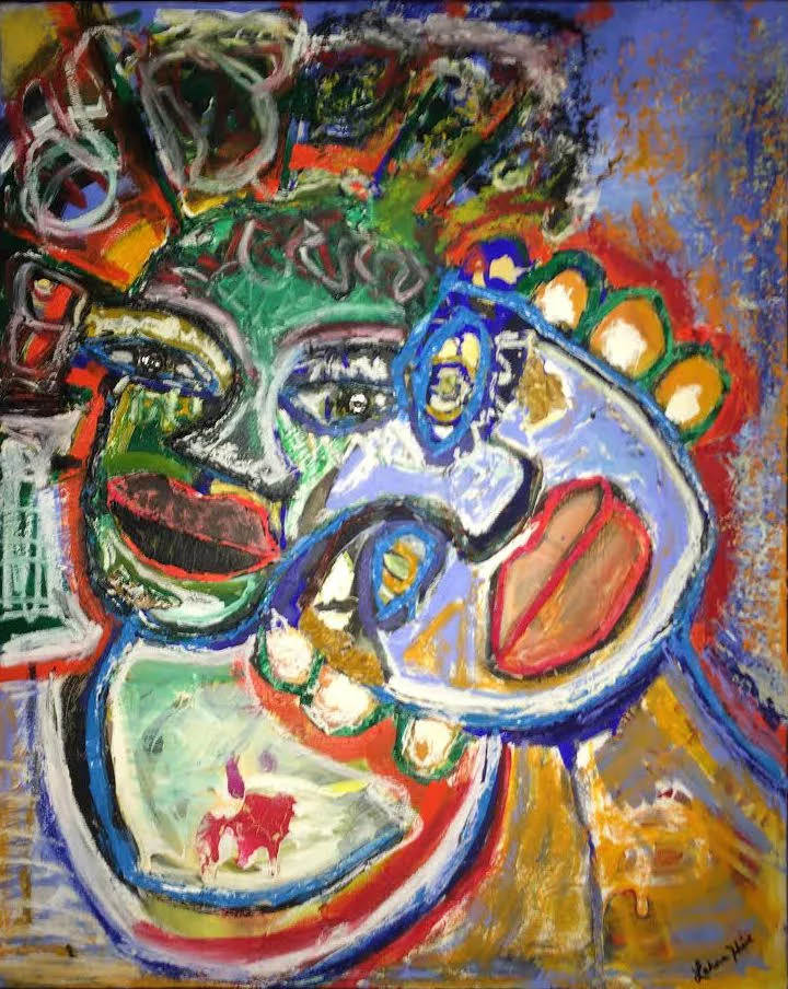 When We Touch, 40x30, Acrylic, rubber soil, gouache, tape on canvas, 2014