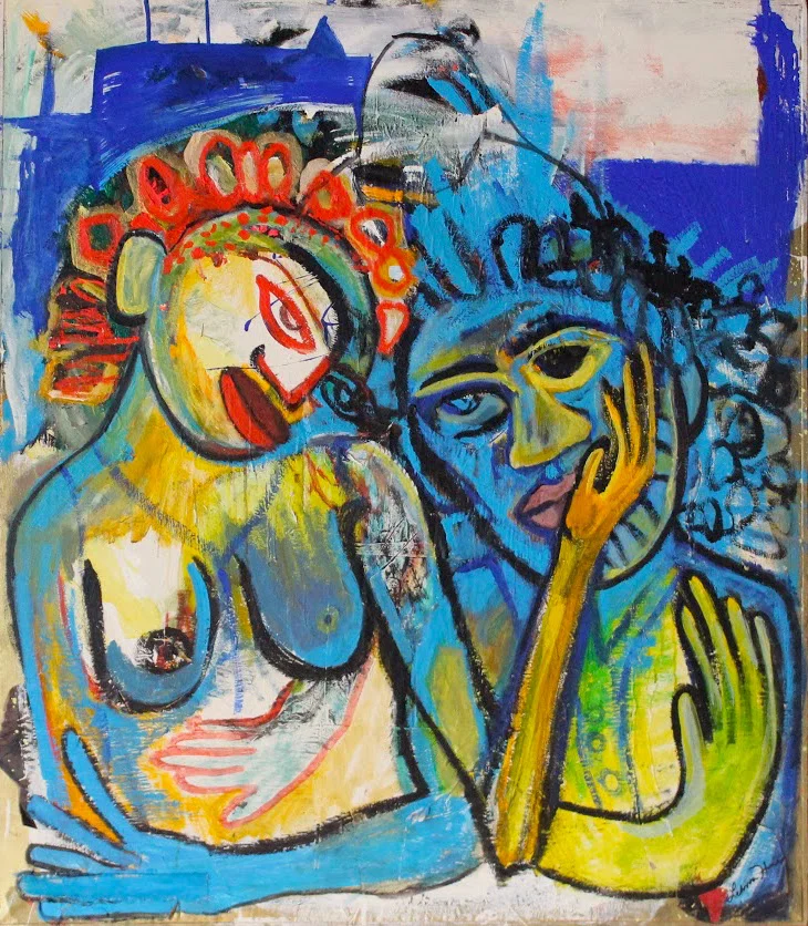 Before You Go acrylic, gauche, oil stick on canvas