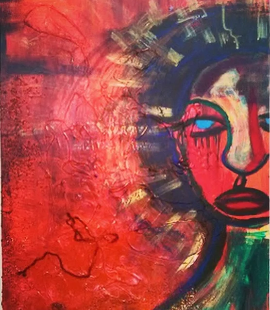 Red Hot Fury, acrylic and mixed media on canvas, 2014