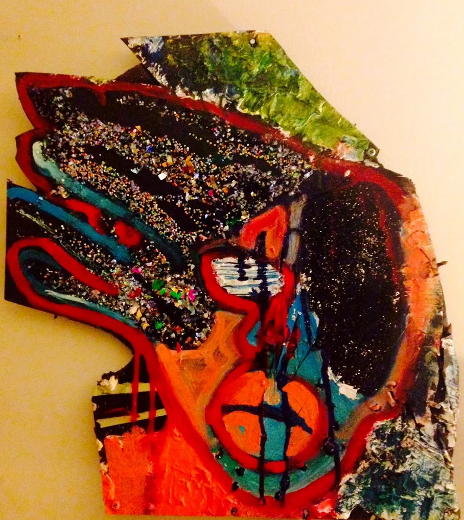 Oddity, mixed media on board