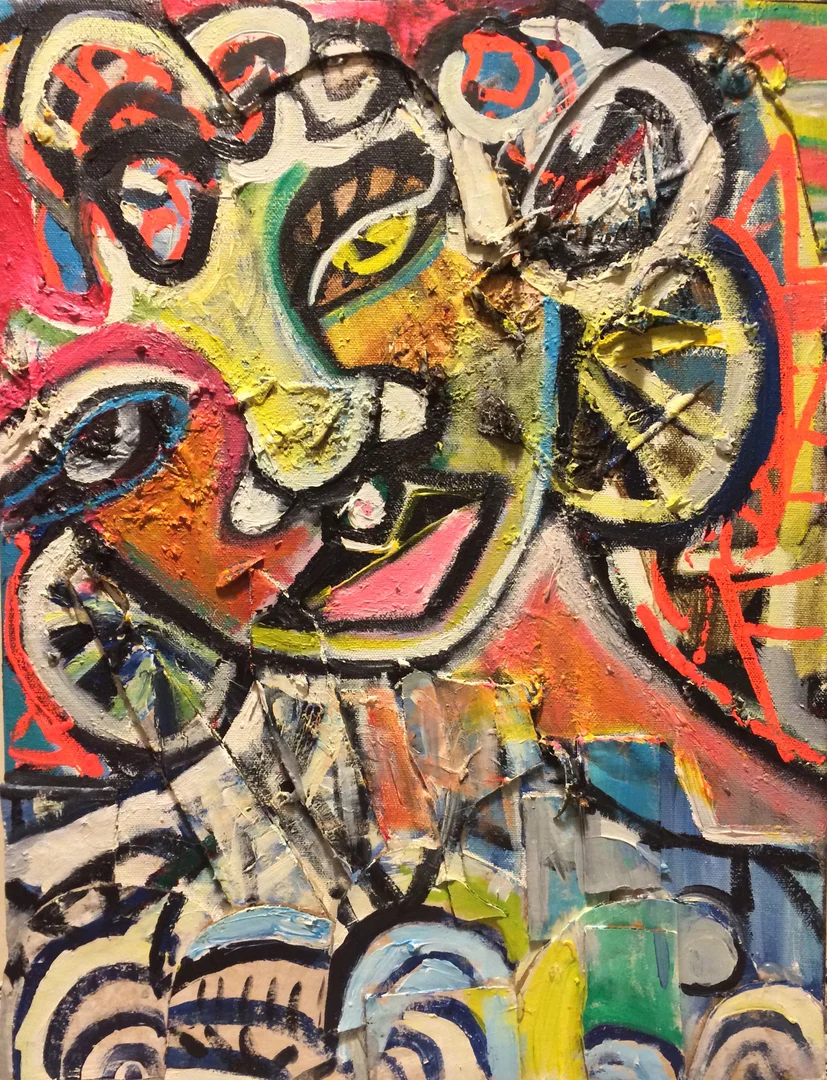 Splitting Bit of Mercy acrylic, gouache, cardboard on canvas, 2015