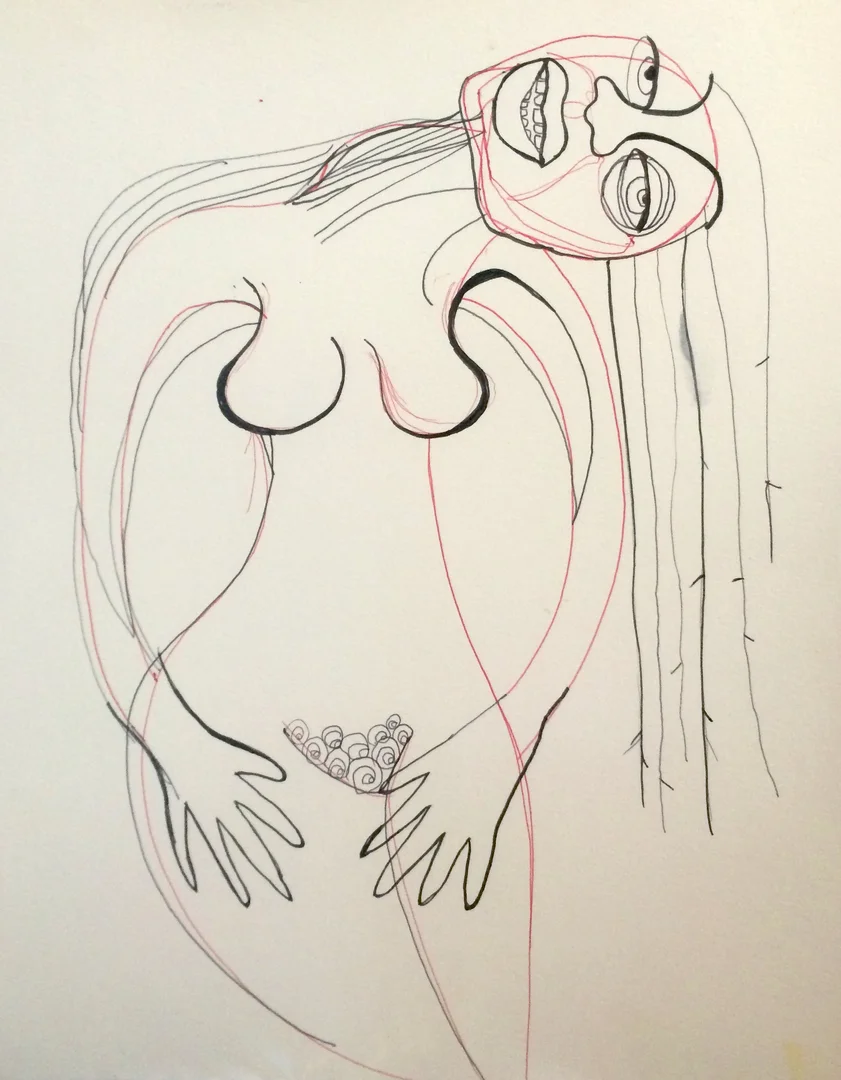 Rude Gal #1, ink on paper, 2017