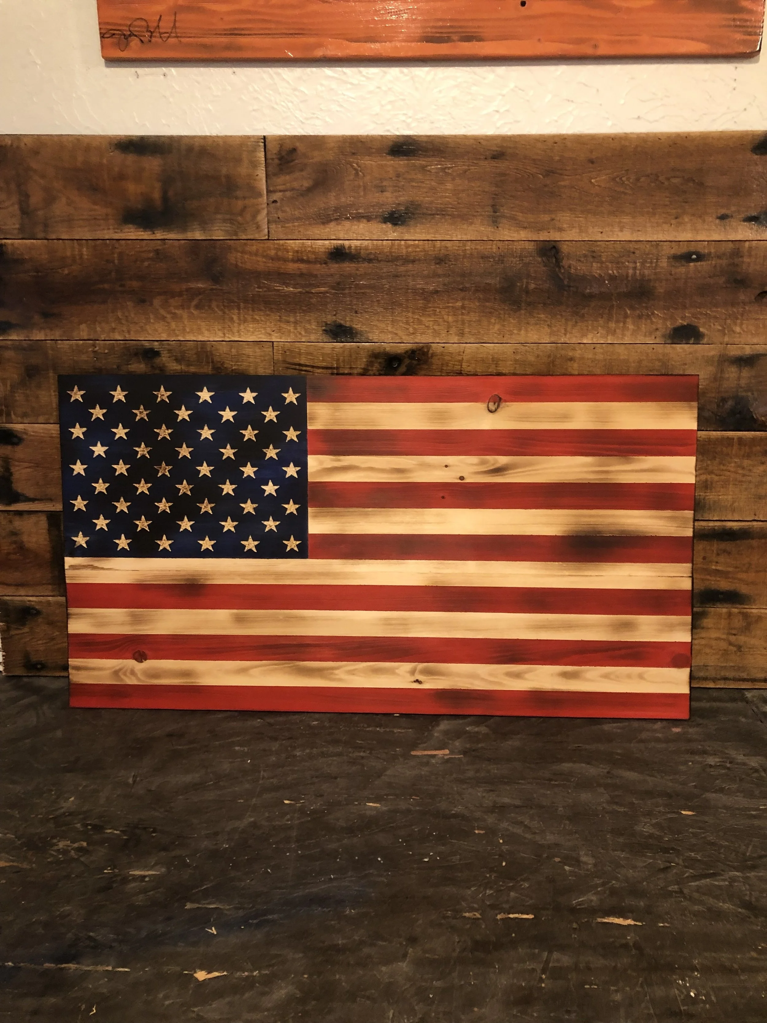 Red White and Blue Wooden Flag