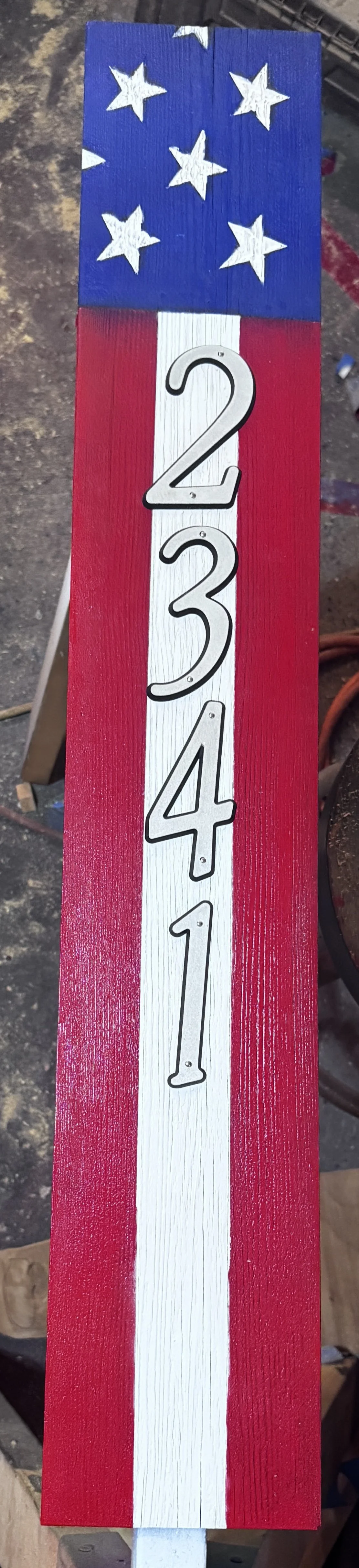 Red White & Blue Address Sign