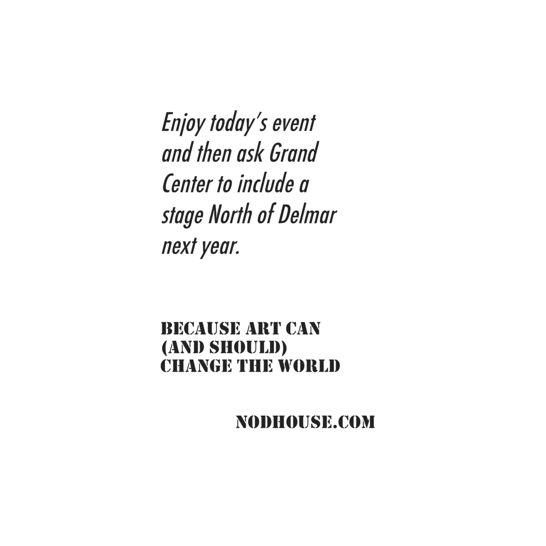 early NODhouse flyer