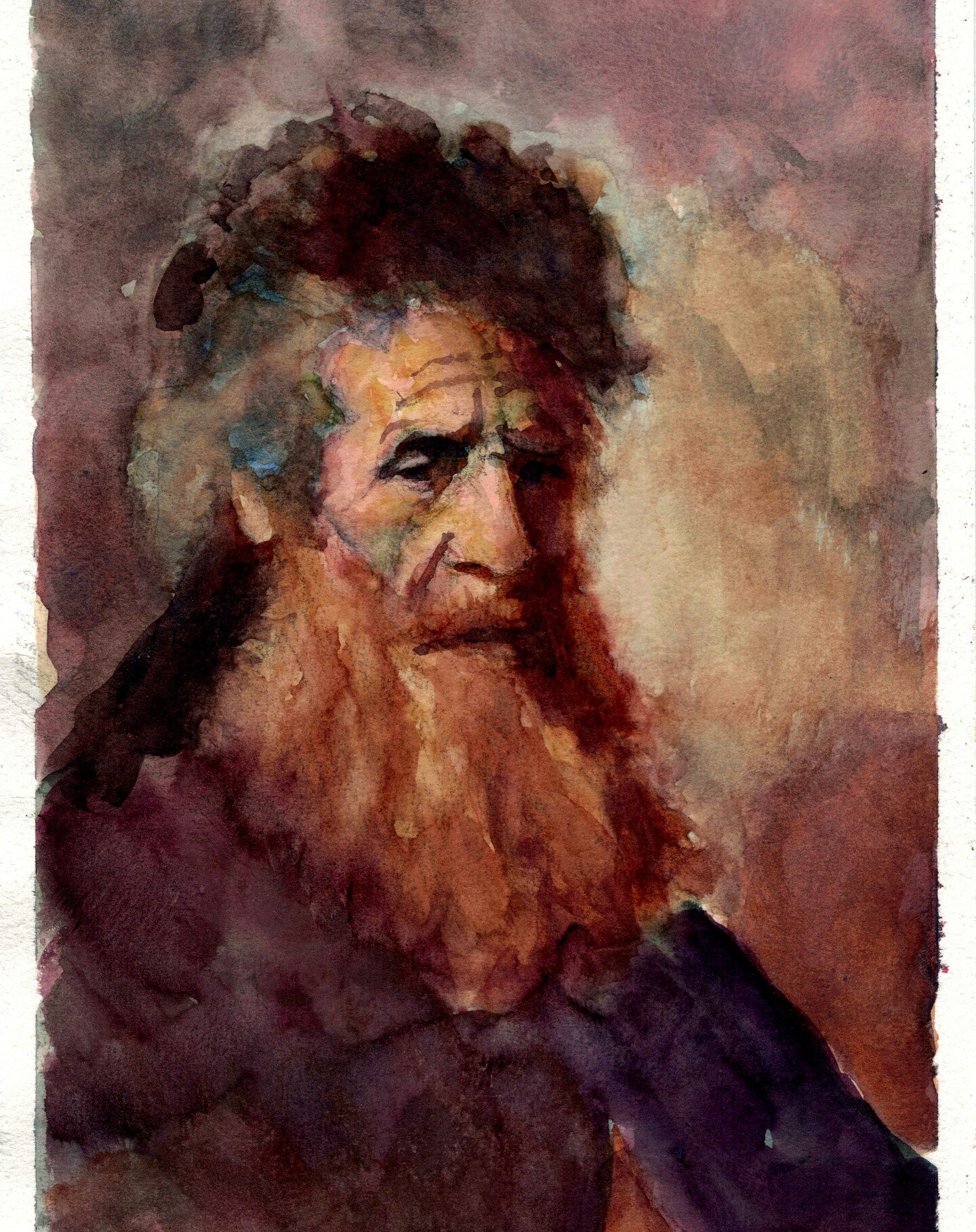 Watercolor copy of Rembrandt's 'Portrait of an Old Man'.

This is my favorite painting at the Harvard Art Museum, I always spend several minutes in it's presence when I'm there, just a beautiful painting. 

I sketched this out while there and, since 