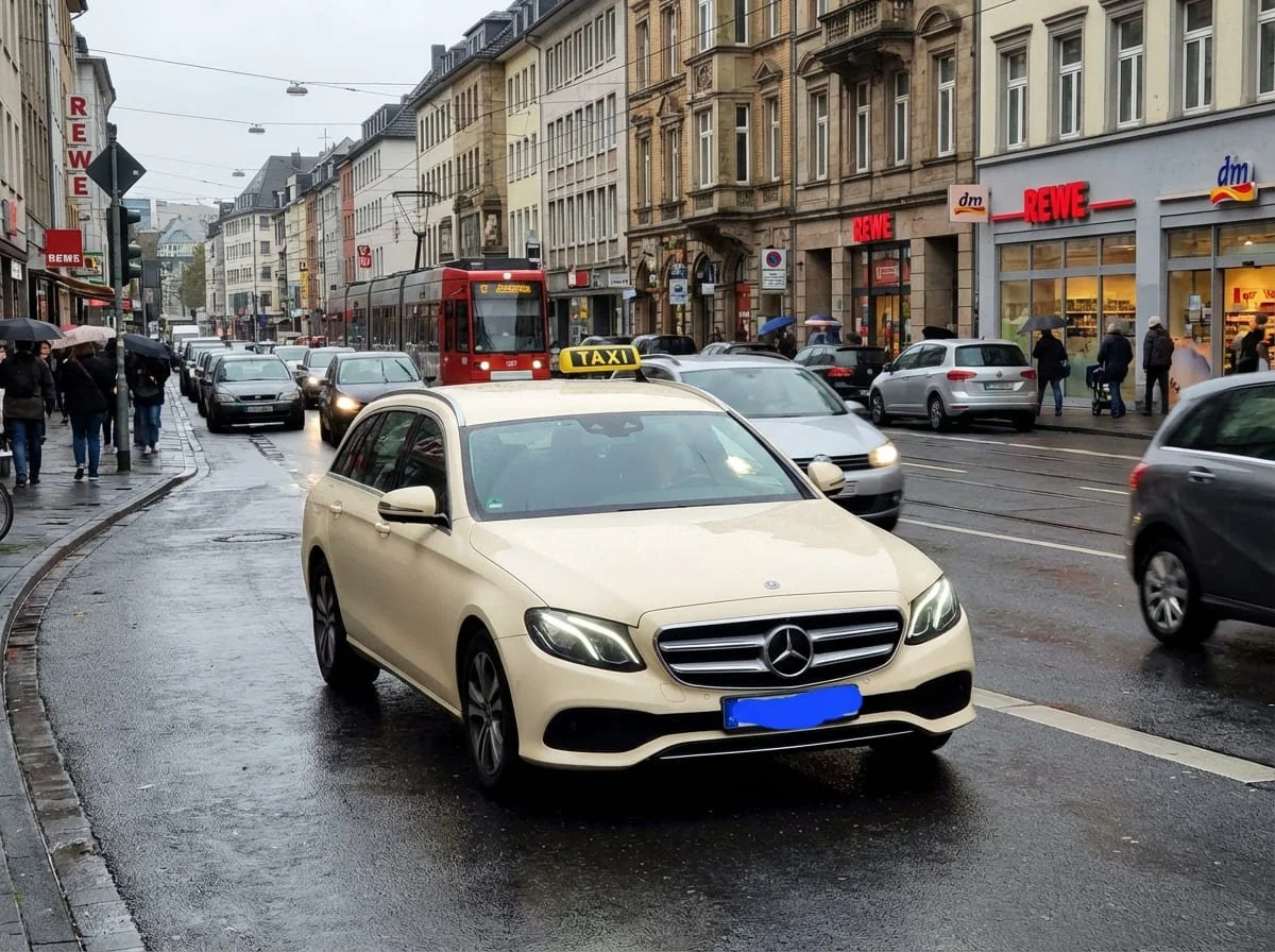 Taxi fährt durch köln