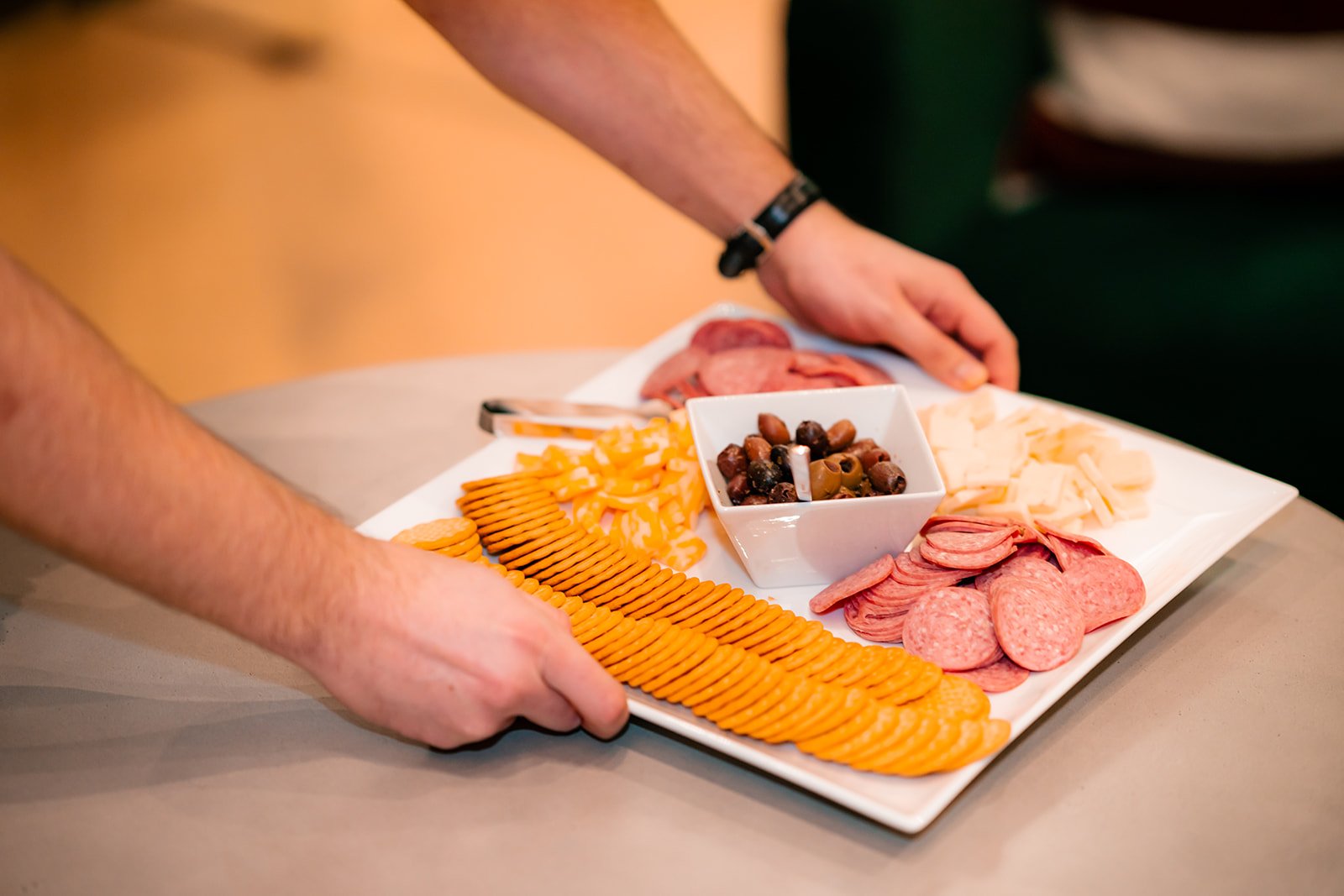 meat cheese and olive plate at Bond Collective Center City cocktail event for Bean2Bean Coffee Co photo by Daniel Knoll