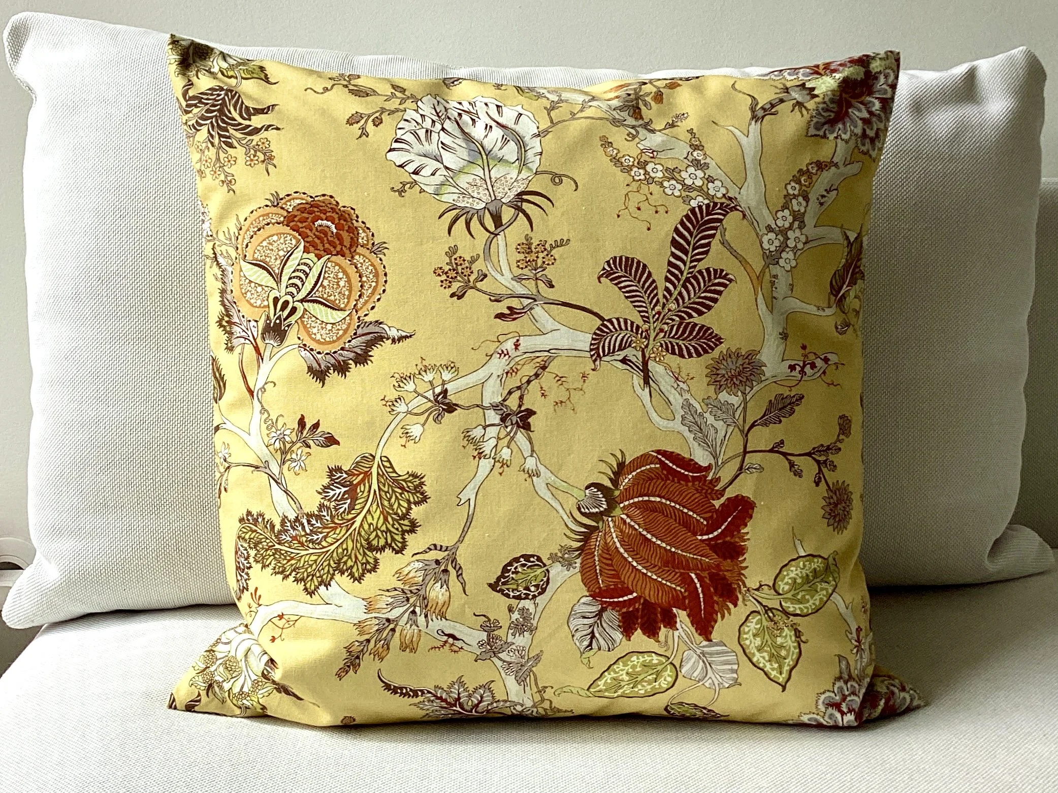 Toile de Jouy Fleurs Gelb Quadrat