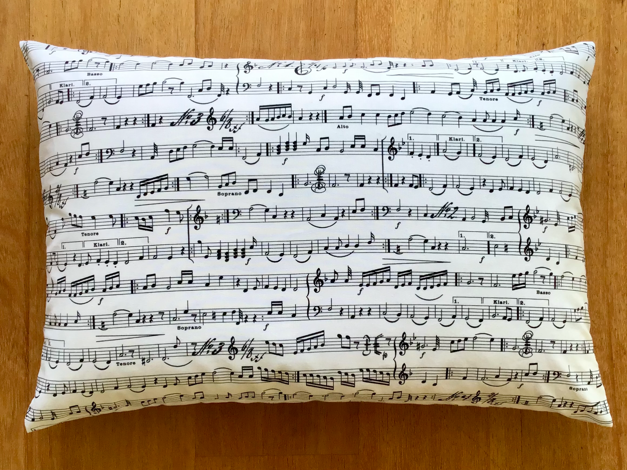 Sofakissen "Partitur“ Weiß – Kissinski-Original 47 x 32 cm