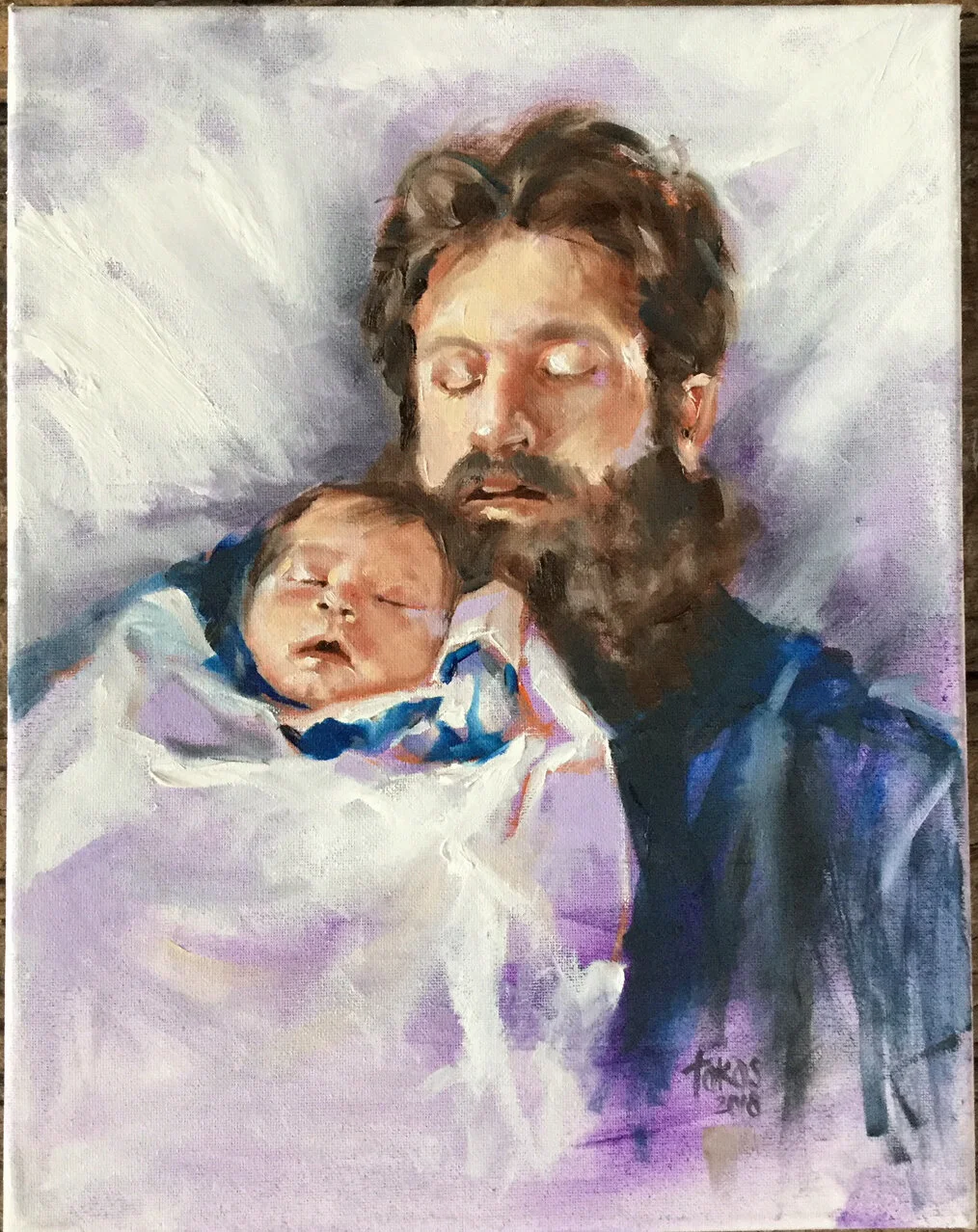 Jane's Son + Grandson | oil on canvas 14" x 11" | ©Tokos 2017