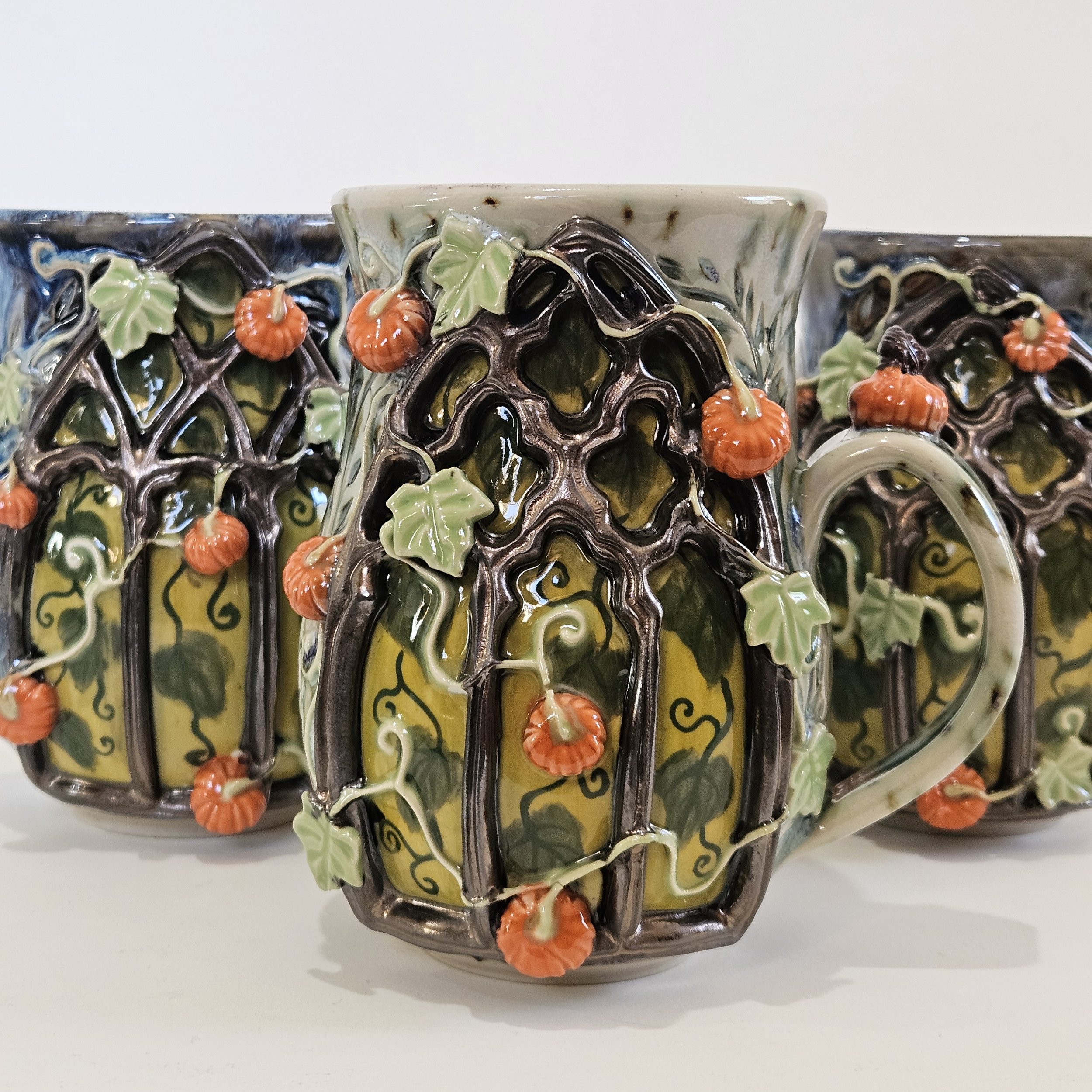 24. Pumpkin Vine Gothic Window mug