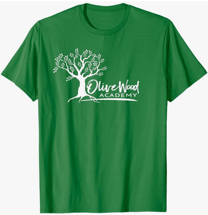 Olivewood Academy Elgin School Swag, Standard, White Logo T-Shirt - 17.49