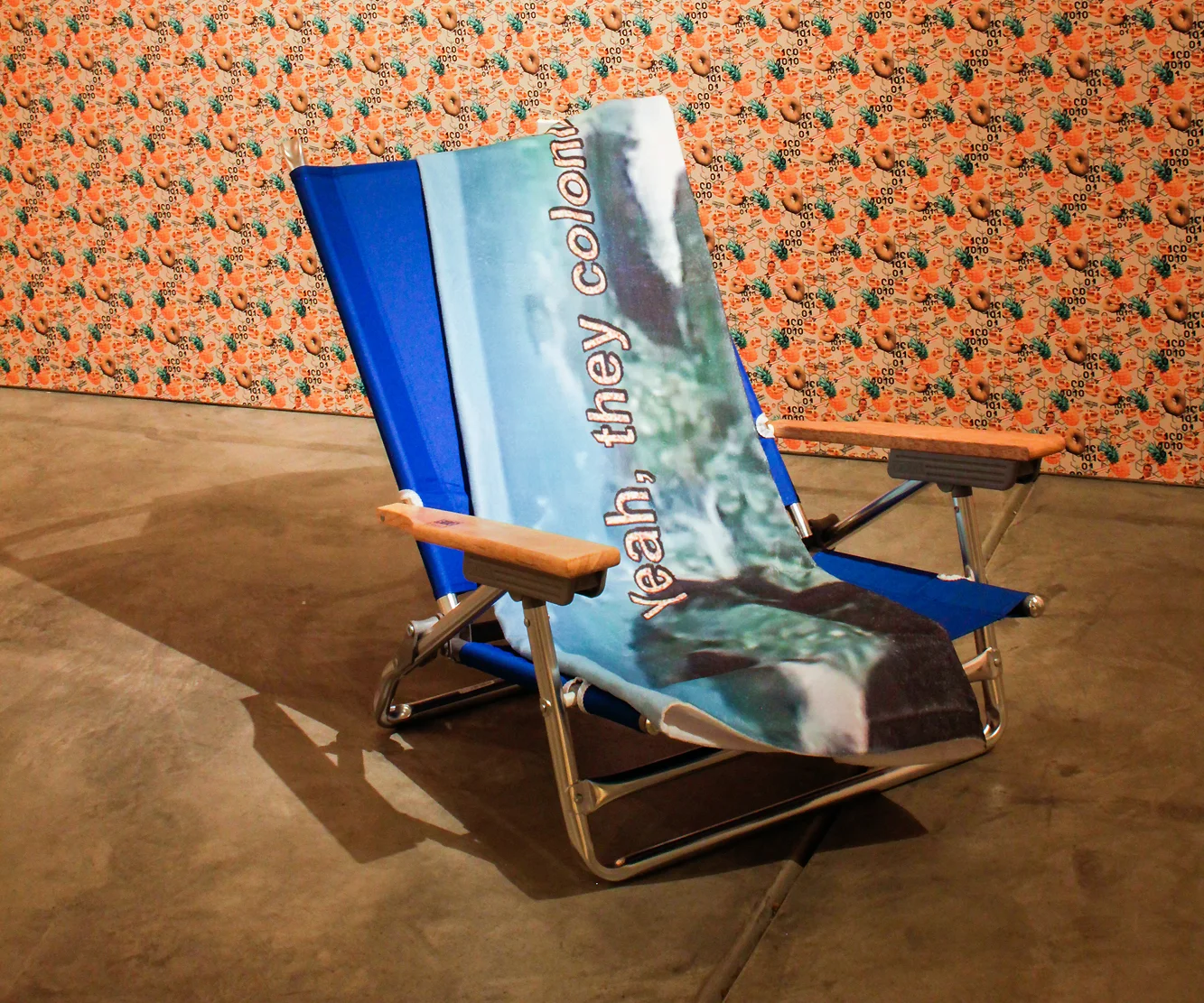 Eternal Boy Playground Textiles Custom printed luxury towel (70” x 35”), scarf (36” x 36”), and wireless keyboard. Anxious to Make, 2018