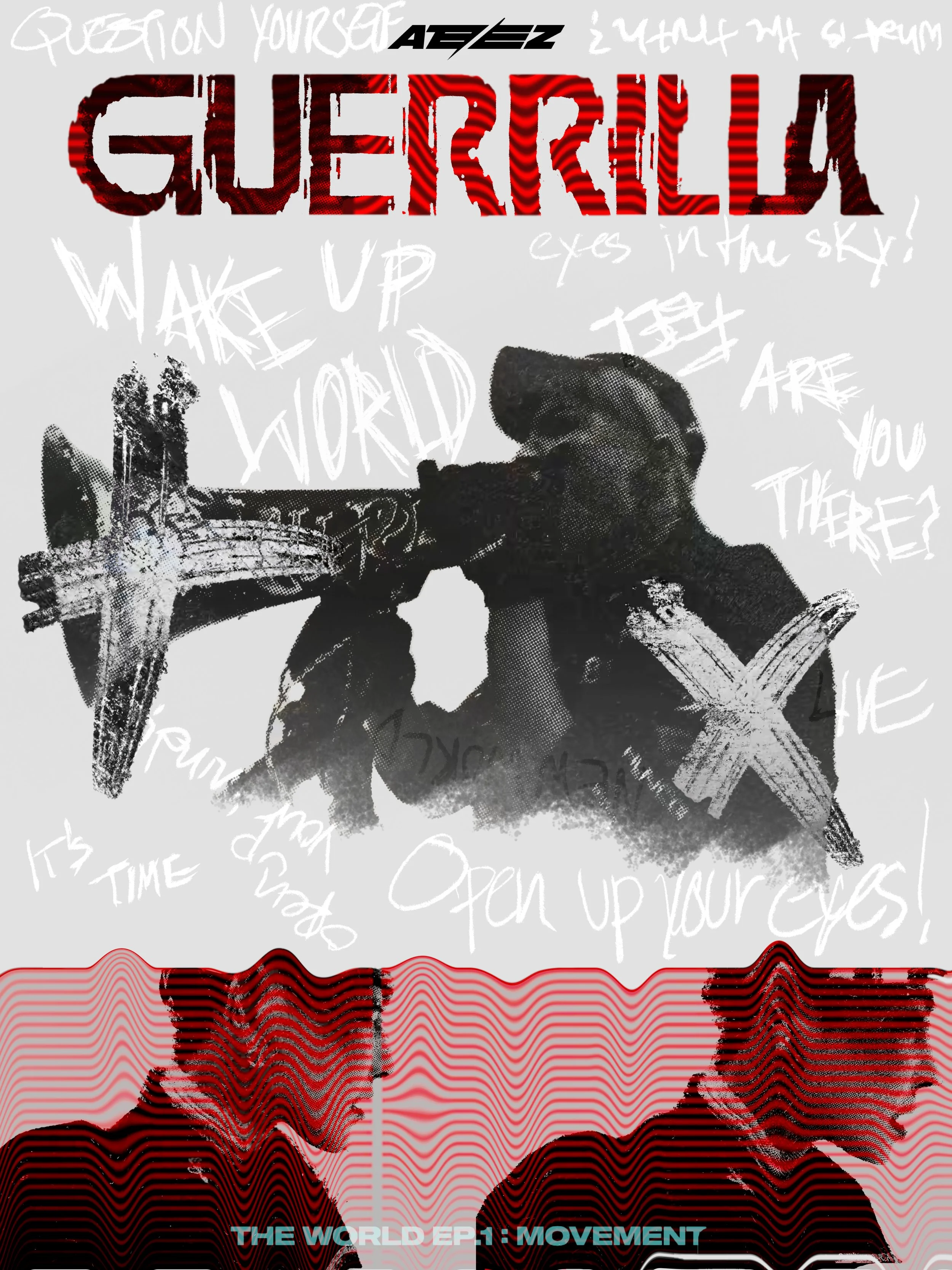  In this design, I took several different elements form the music video and tried to piece them together. The concept for the album is revolutionary and chaotic, so I wanted to create a busier design with multiple different elements. It is my least f